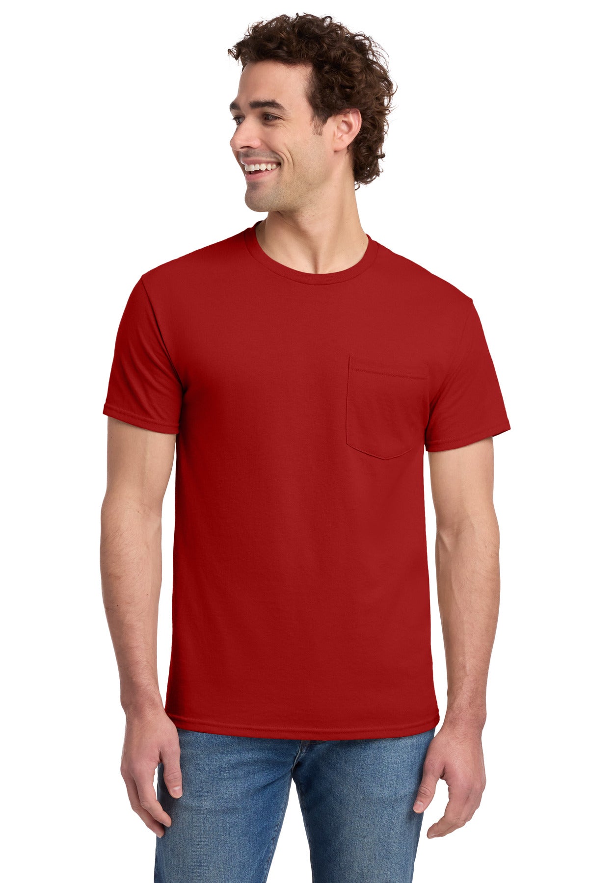 Jerzees -  Dri-Power 50/50 Cotton/Poly Pocket T-Shirt.  29MP in True Red