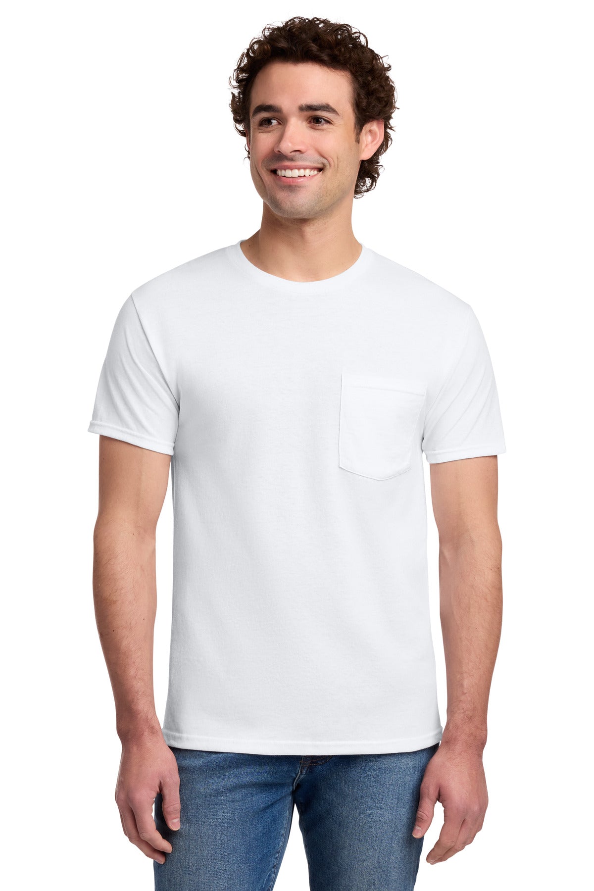 Jerzees -  Dri-Power 50/50 Cotton/Poly Pocket T-Shirt.  29MP in White