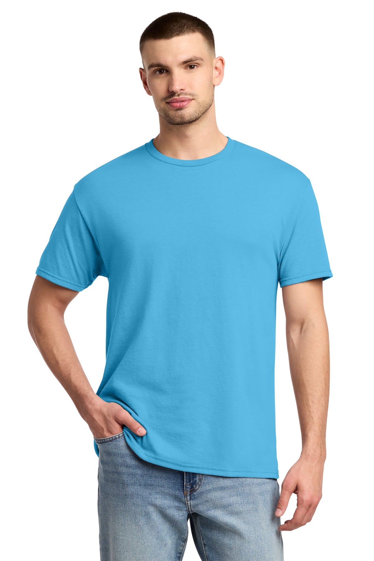 Jerzees -  Dri-Power 50/50 Cotton/Poly T-Shirt.  29M in Aquatic Blue