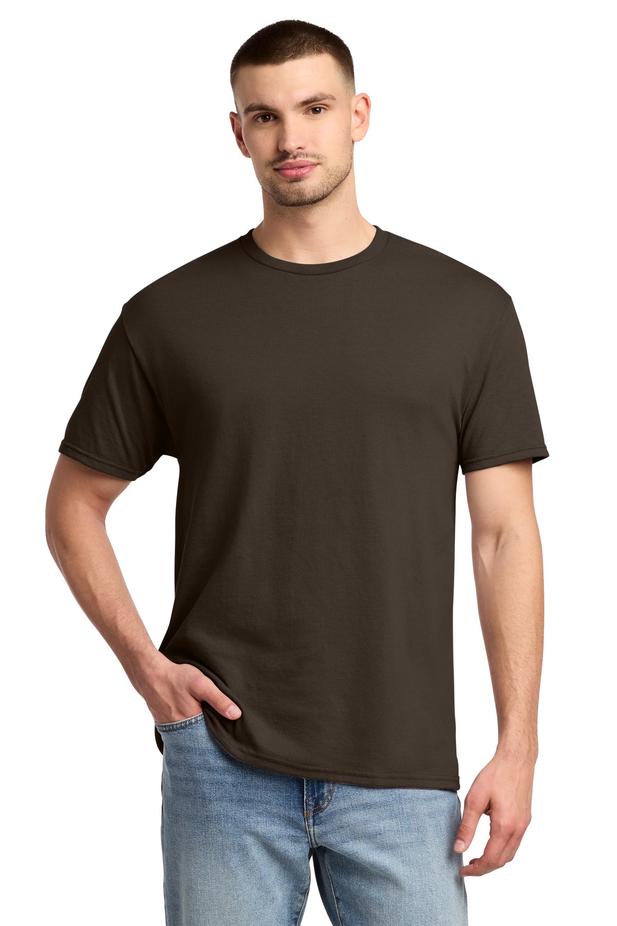 Jerzees -  Dri-Power 50/50 Cotton/Poly T-Shirt.  29M in Chocolate