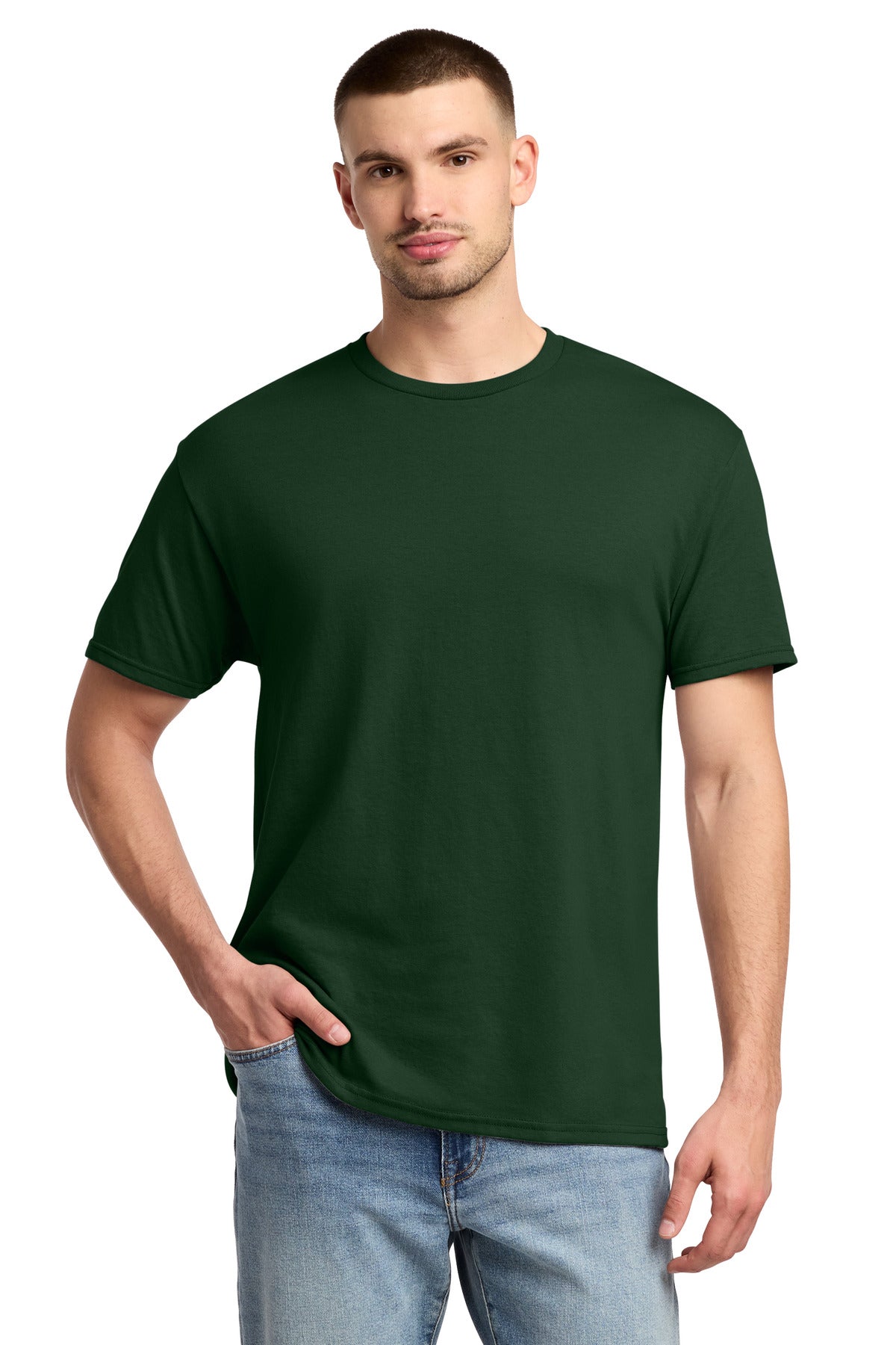 Jerzees -  Dri-Power 50/50 Cotton/Poly T-Shirt.  29M in Forest Green