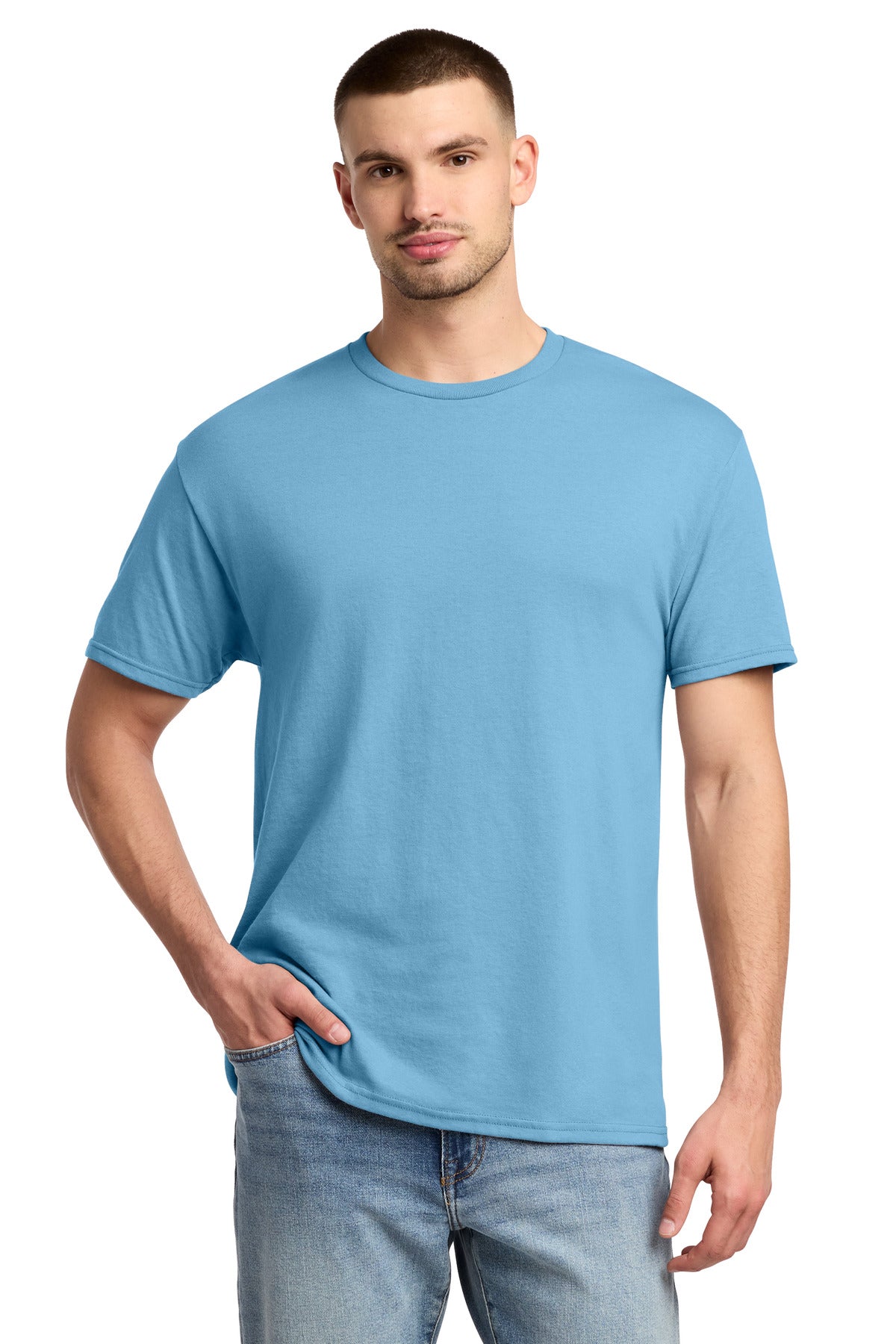 Jerzees -  Dri-Power 50/50 Cotton/Poly T-Shirt.  29M in Light Blue