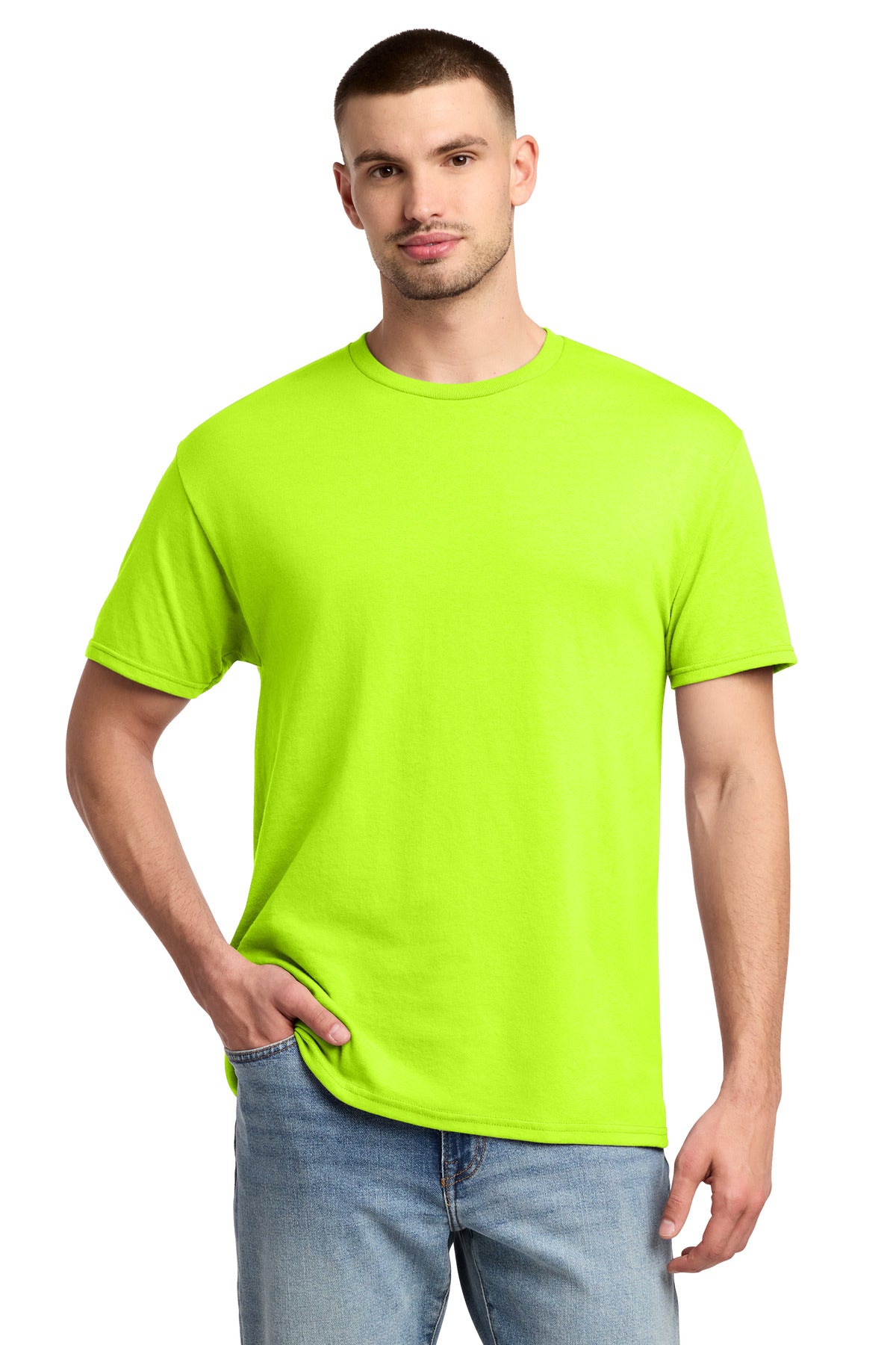 Jerzees -  Dri-Power 50/50 Cotton/Poly T-Shirt.  29M in Safety Green