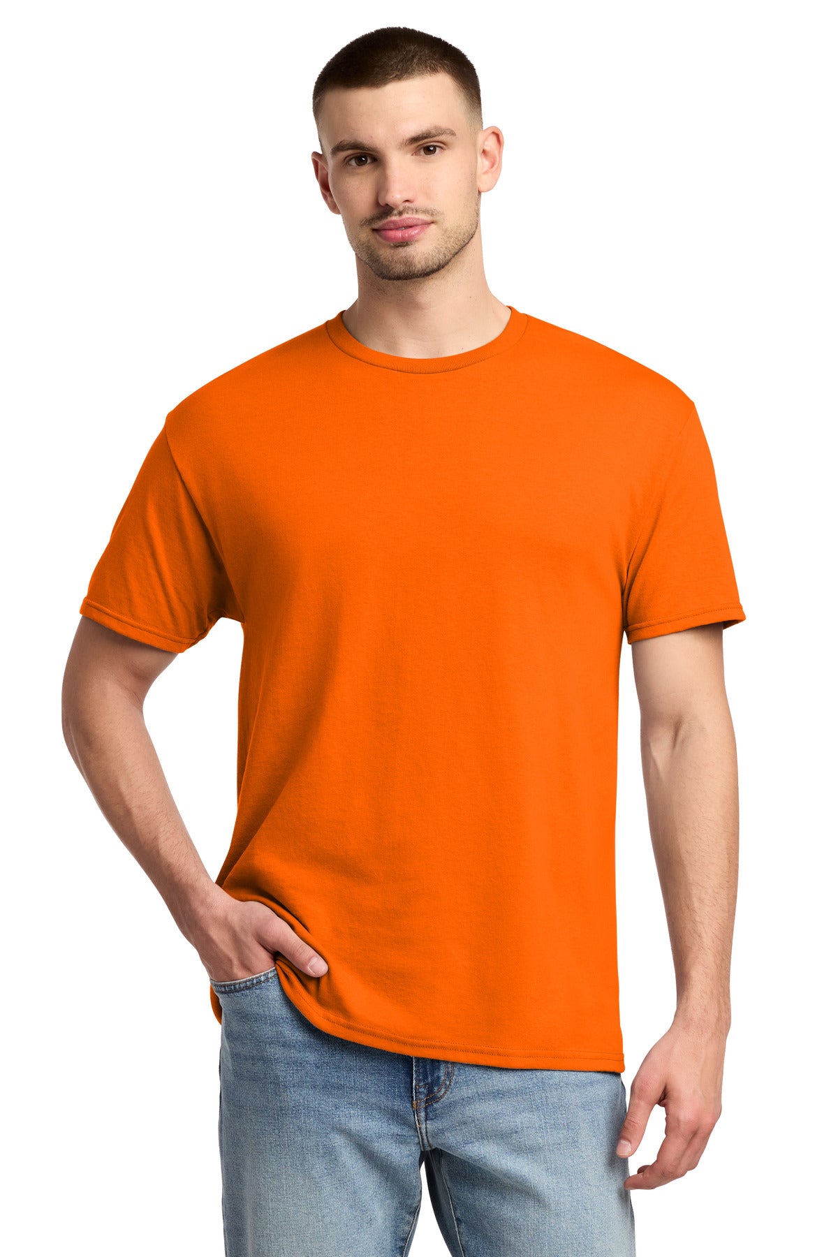 Jerzees -  Dri-Power 50/50 Cotton/Poly T-Shirt.  29M in Safety Orange