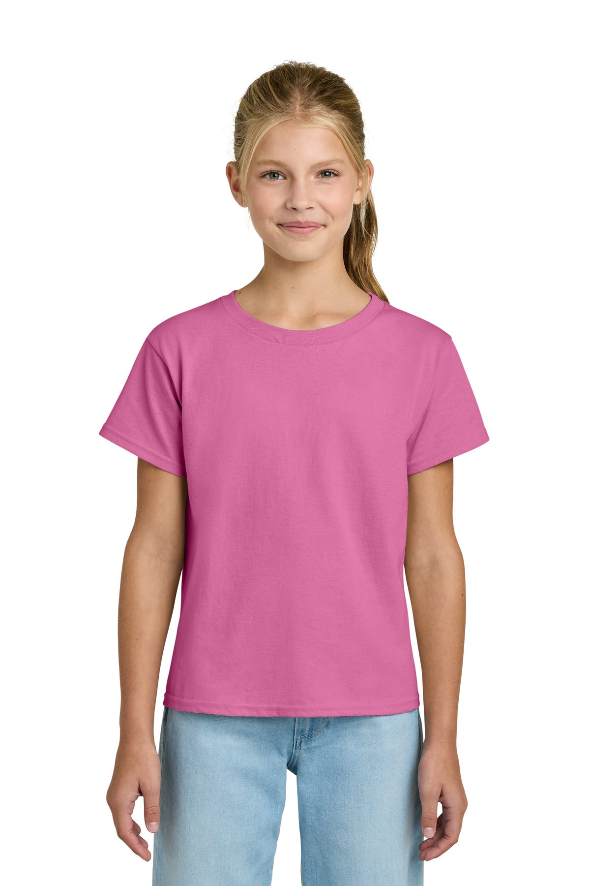 Gildan Youth Light Cotton Tee 3000B in Azalea