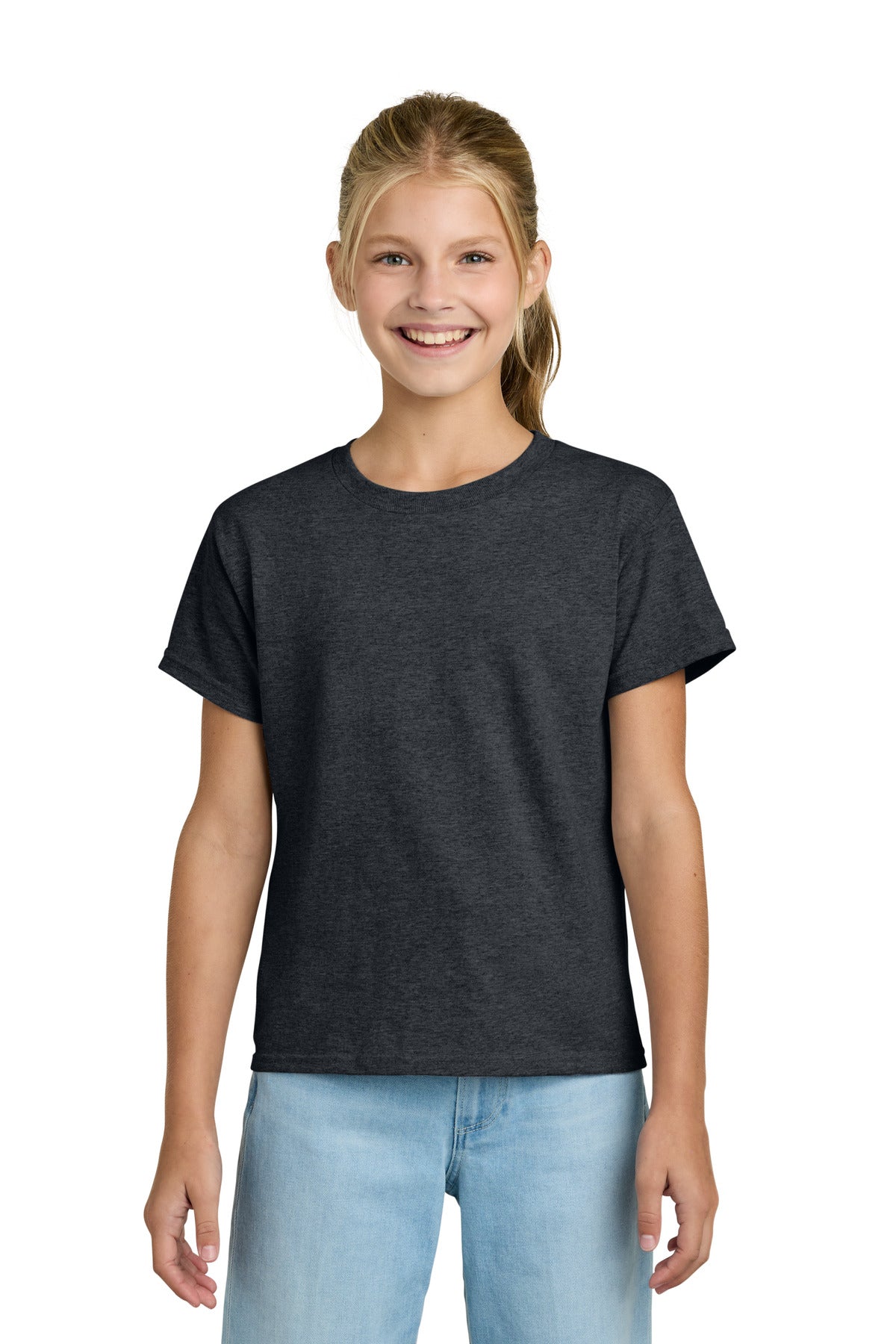 Gildan Youth Light Cotton Tee 3000B in Dark Heather