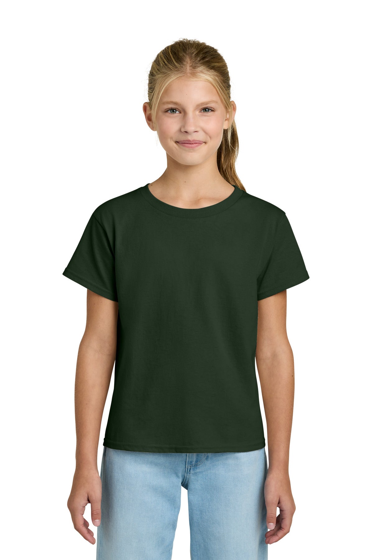 Gildan Youth Light Cotton Tee 3000B in Forest Green