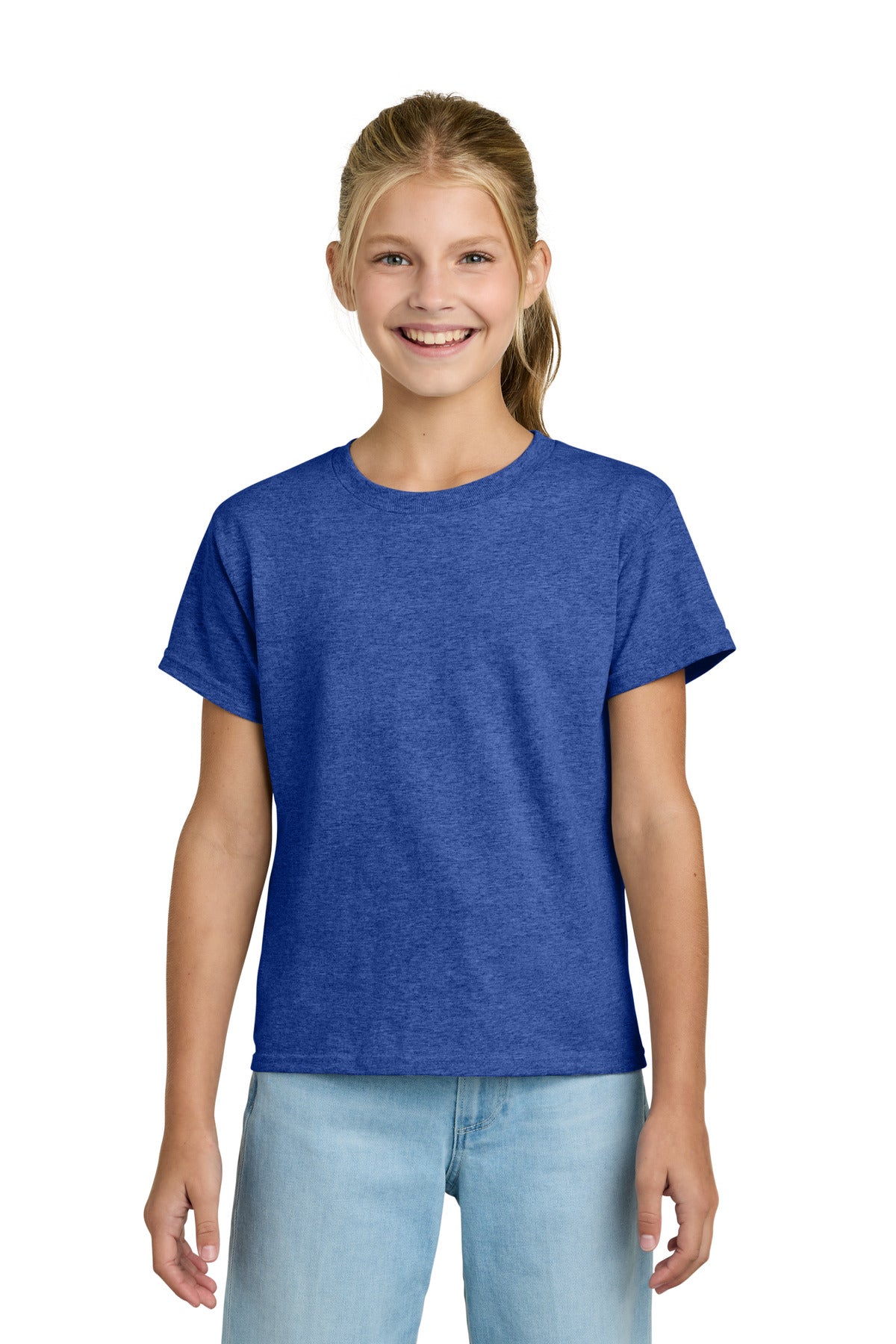 Gildan Youth Light Cotton Tee 3000B in Heather Royal