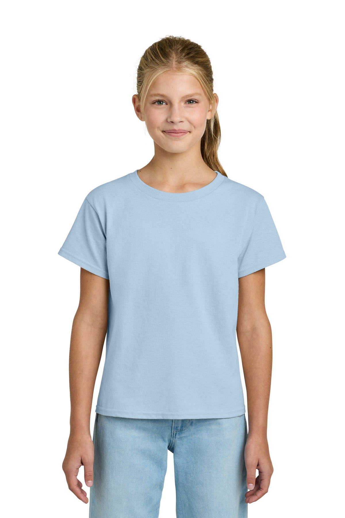 Gildan Youth Light Cotton Tee 3000B in Light Blue