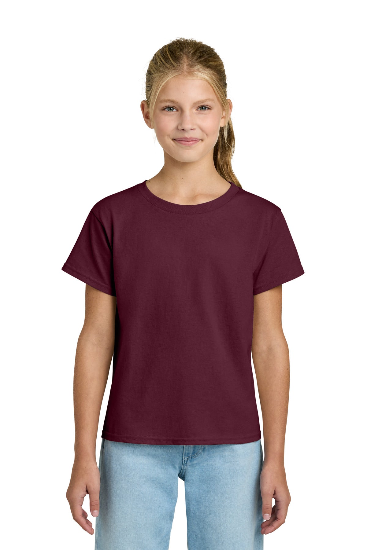 Gildan Youth Light Cotton Tee 3000B in Maroon