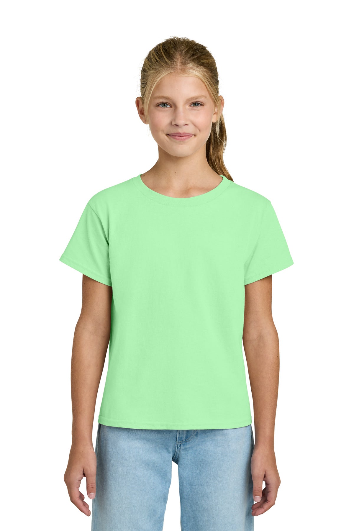 Gildan Youth Light Cotton Tee 3000B in Mint Green