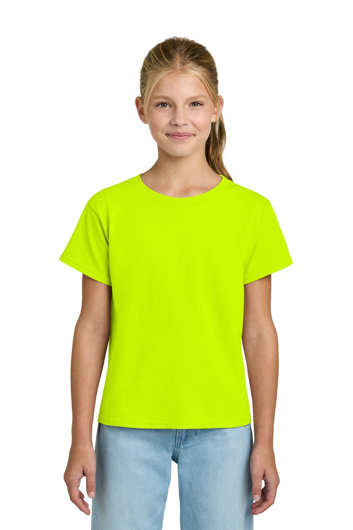 Gildan Youth Light Cotton Tee 3000B in Safety Green