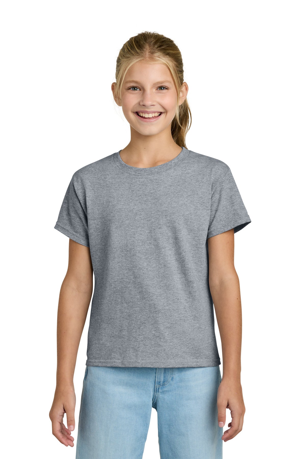Gildan Youth Light Cotton Tee 3000B in Sport Grey