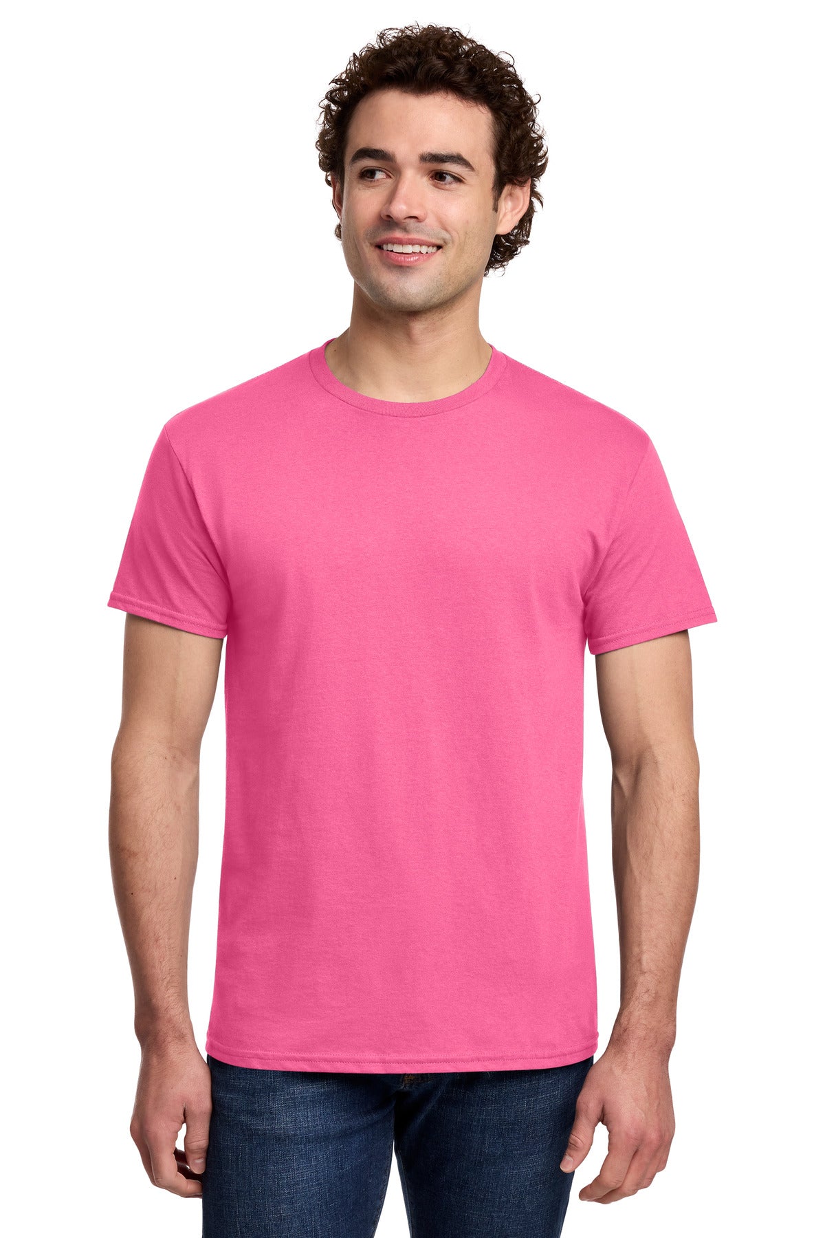 Gildan Light Cotton Tee 3000 in Safety Pink