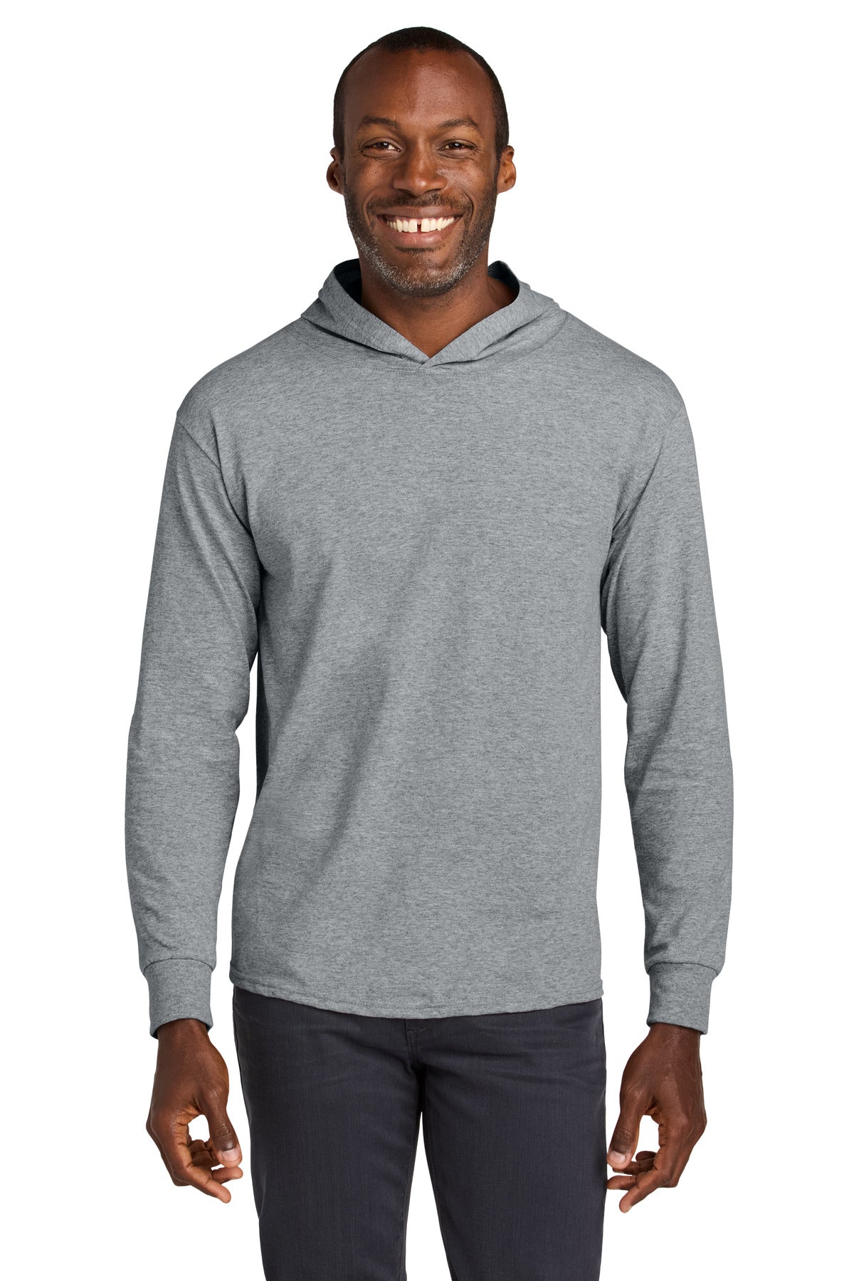 Jerzees Classics Unisex Cotton Long Sleeve Hooded T-Shirt 363LH in Athletic Heather