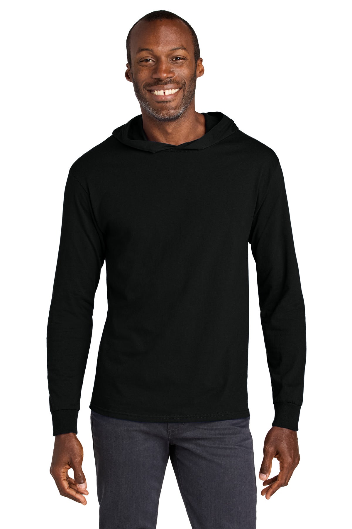 Jerzees Classics Unisex Cotton Long Sleeve Hooded T-Shirt 363LH in Black Ink