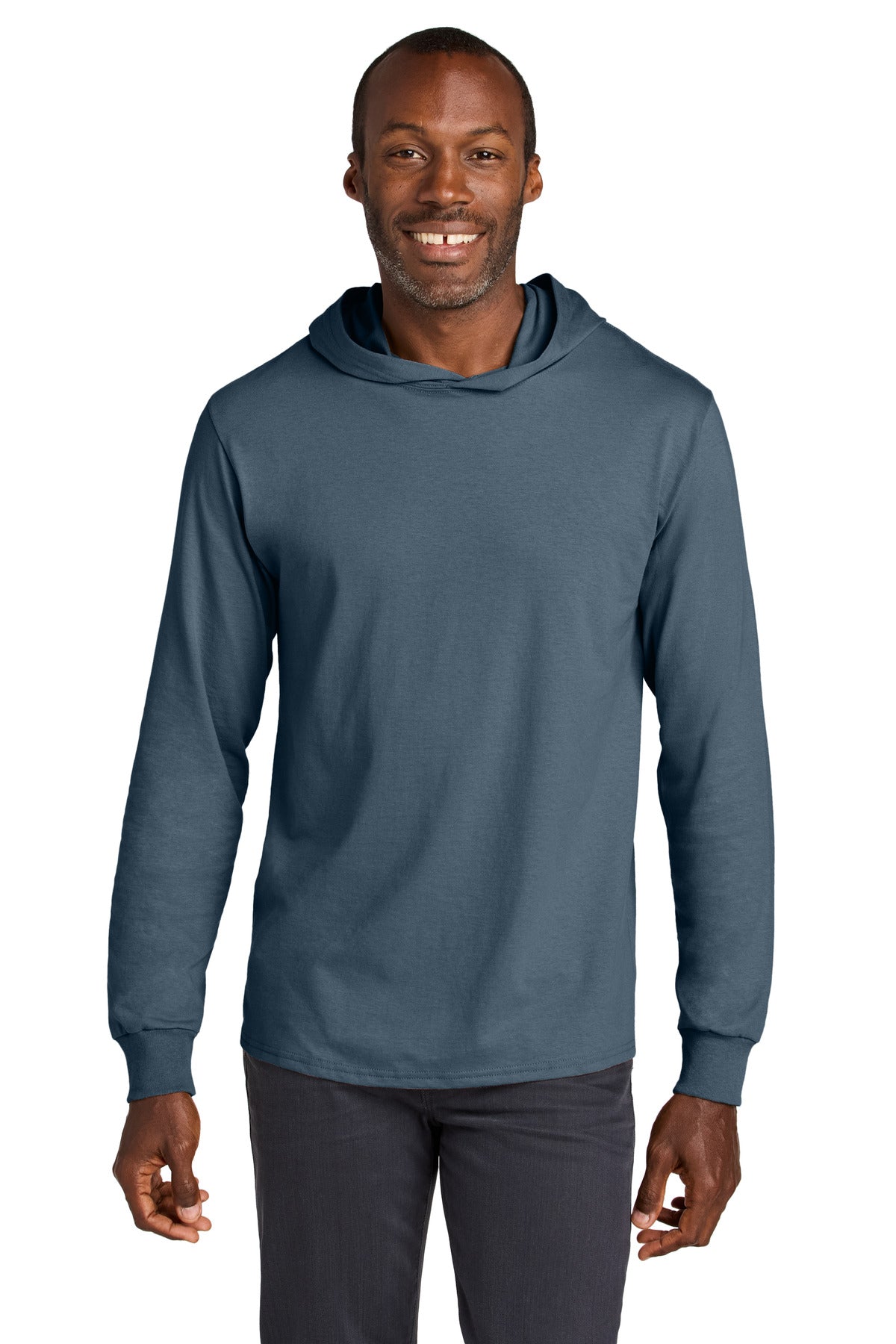 Jerzees Classics Unisex Cotton Long Sleeve Hooded T-Shirt 363LH in Denim