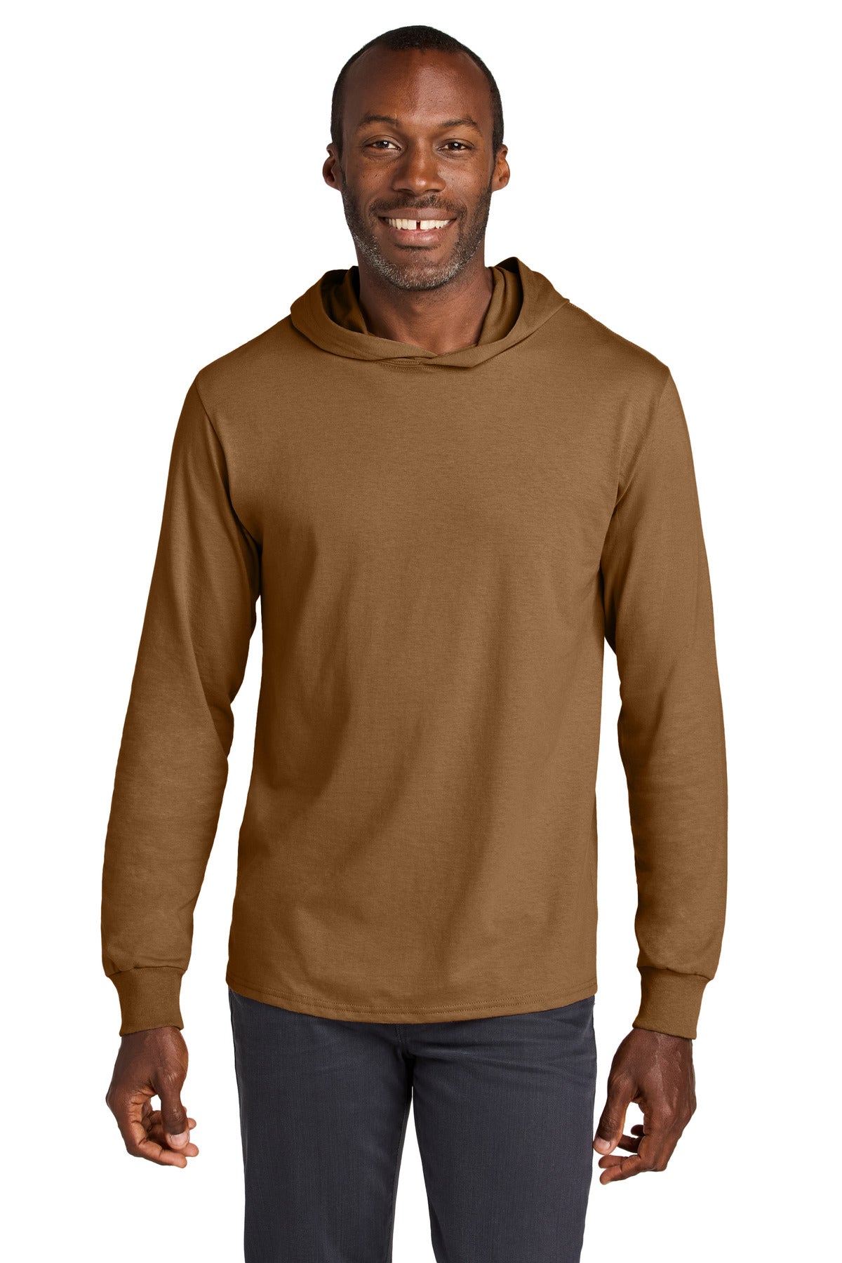 Jerzees Classics Unisex Cotton Long Sleeve Hooded T-Shirt 363LH in Golden Pecan
