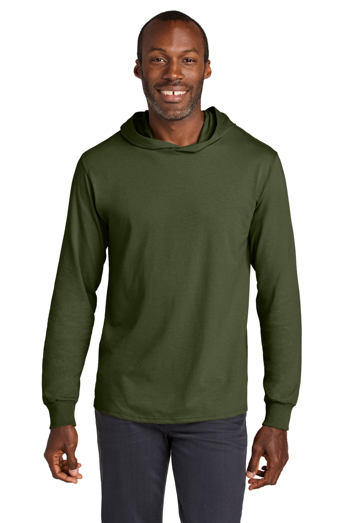 Jerzees Classics Unisex Cotton Long Sleeve Hooded T-Shirt 363LH in Military Green