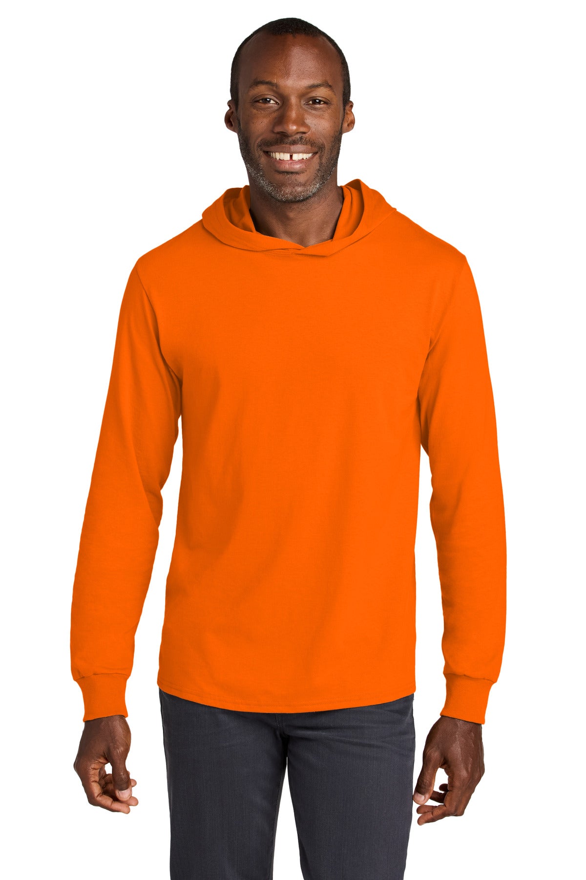 Jerzees Classics Unisex Cotton Long Sleeve Hooded T-Shirt 363LH in Safety Orange