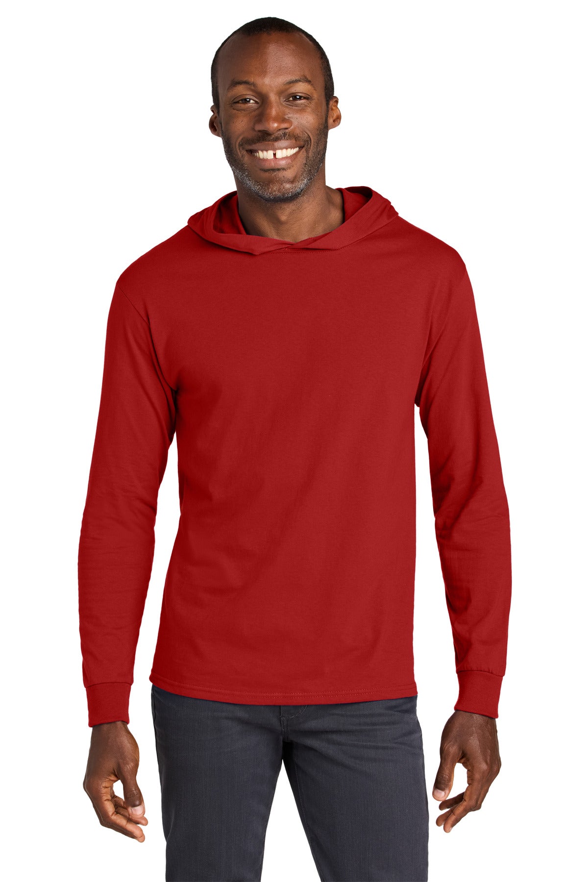 Jerzees Classics Unisex Cotton Long Sleeve Hooded T-Shirt 363LH in True Red