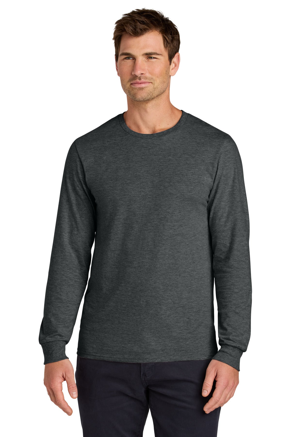 Jerzees Classics Unisex Cotton Long Sleeve T-Shirt 363L in Black Heather