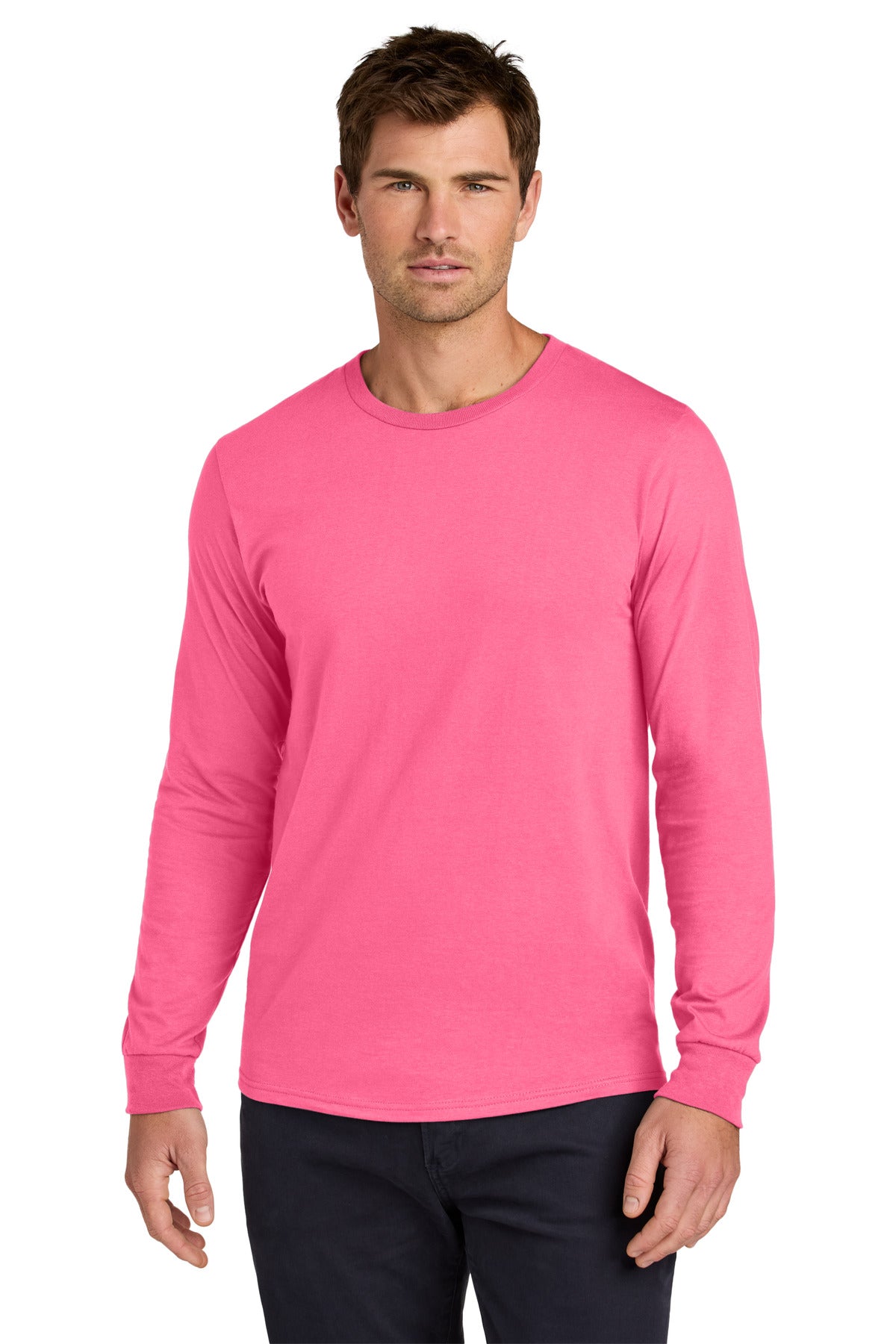 Jerzees Classics Unisex Cotton Long Sleeve T-Shirt 363L in Neon Pink