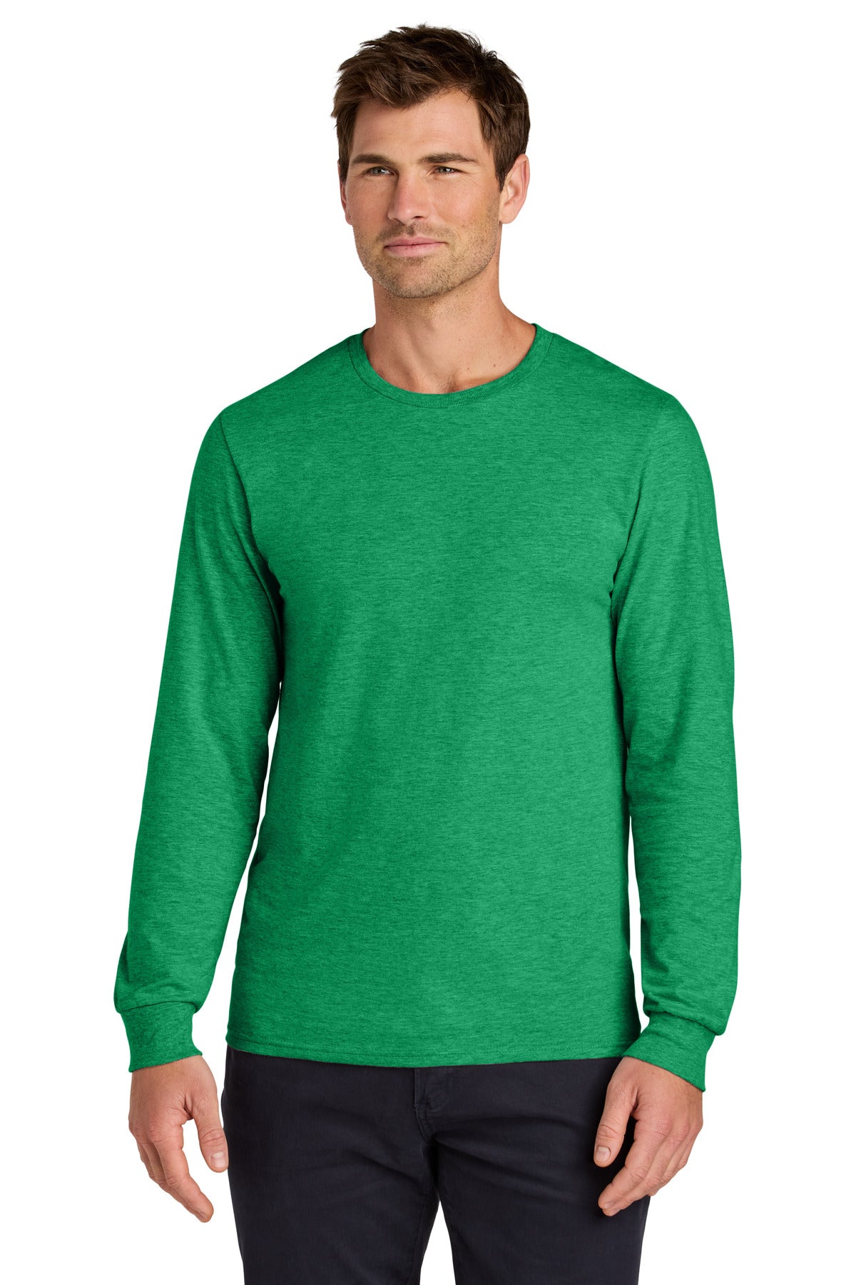 Jerzees Classics Unisex Cotton Long Sleeve T-Shirt 363L in Retro Heather Green