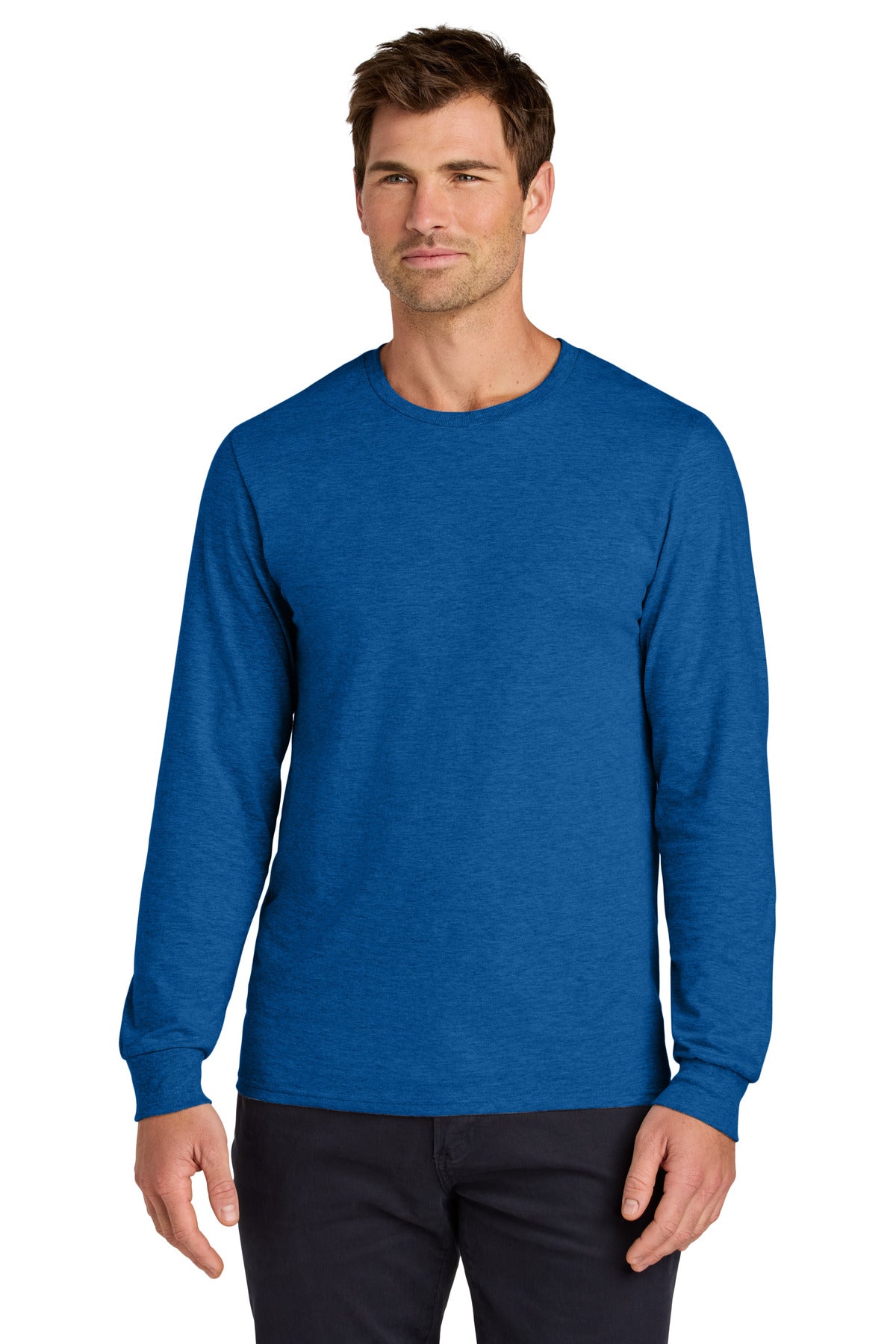Jerzees Classics Unisex Cotton Long Sleeve T-Shirt 363L in Retro Heather Royal