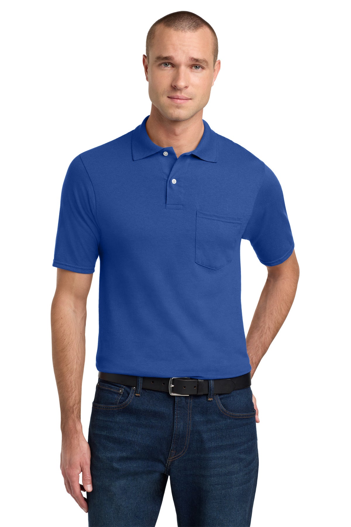 Jerzees Dri-Power Pocket Sport Shirt. 436MP in Royal