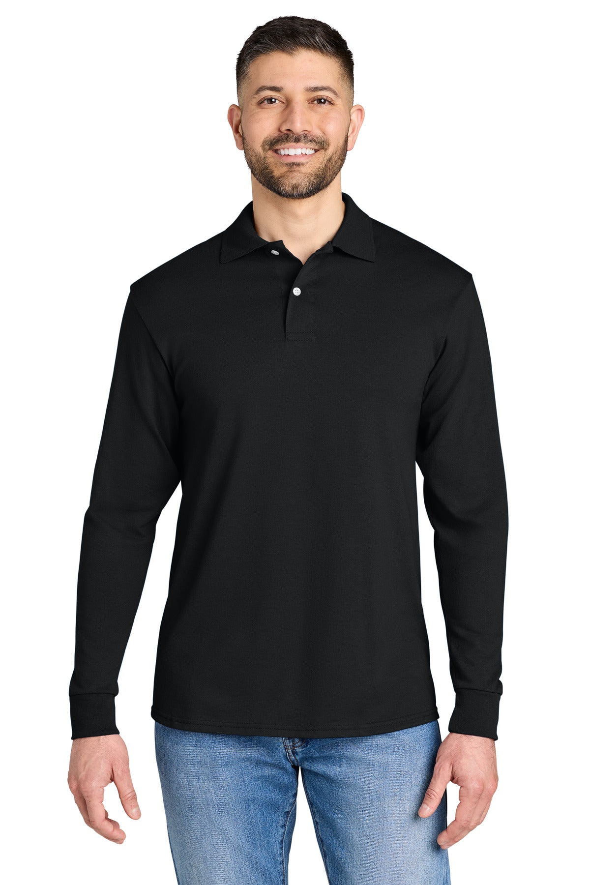 Jerzees Dri-Power Long Sleeve Sport Shirt 437LS in Black