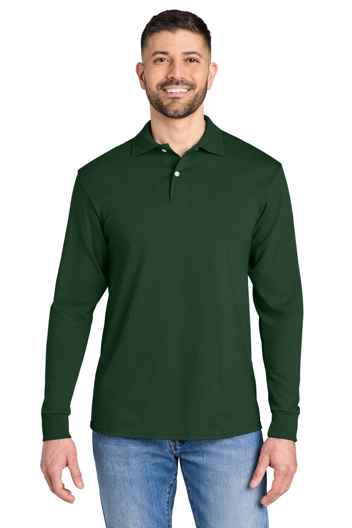Jerzees Dri-Power Long Sleeve Sport Shirt 437LS in Forest Green
