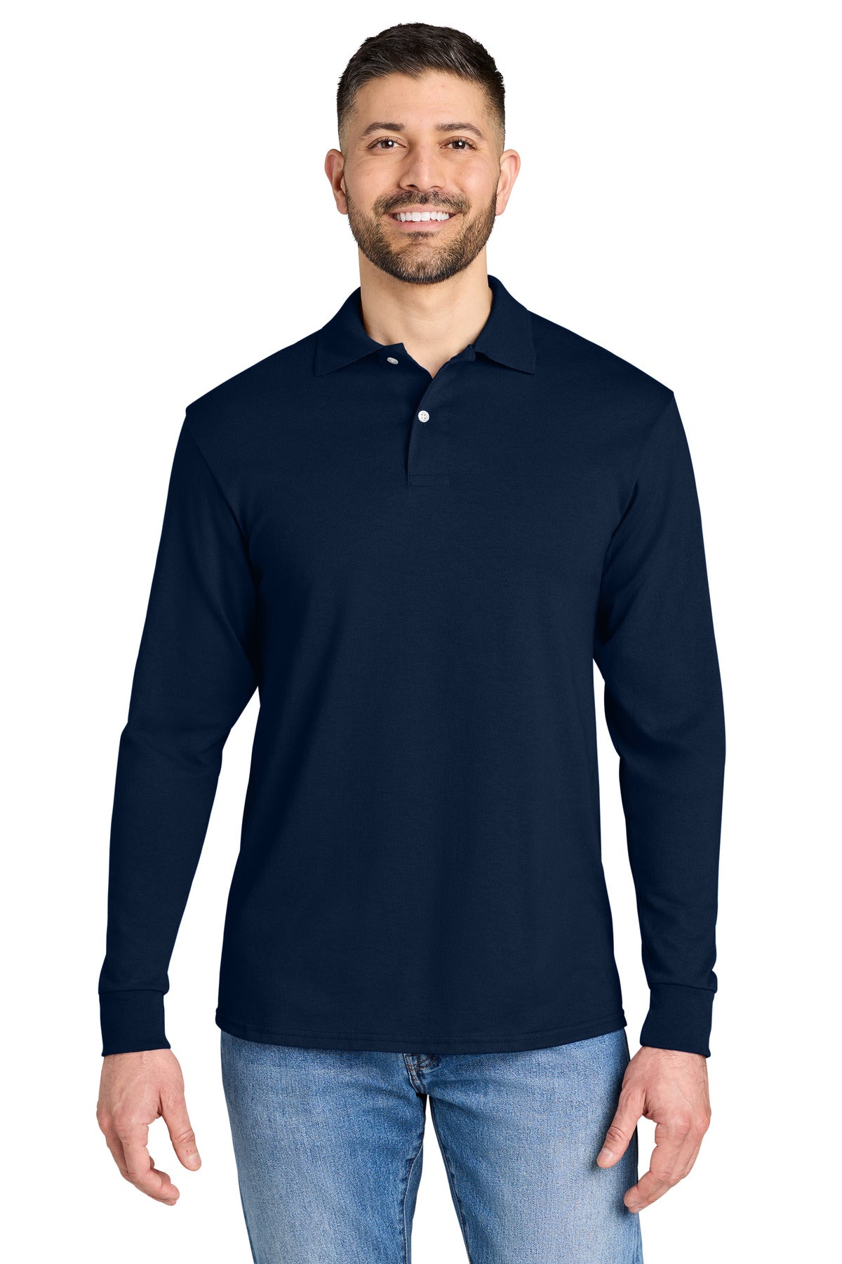Jerzees Dri-Power Long Sleeve Sport Shirt 437LS in J. Navy