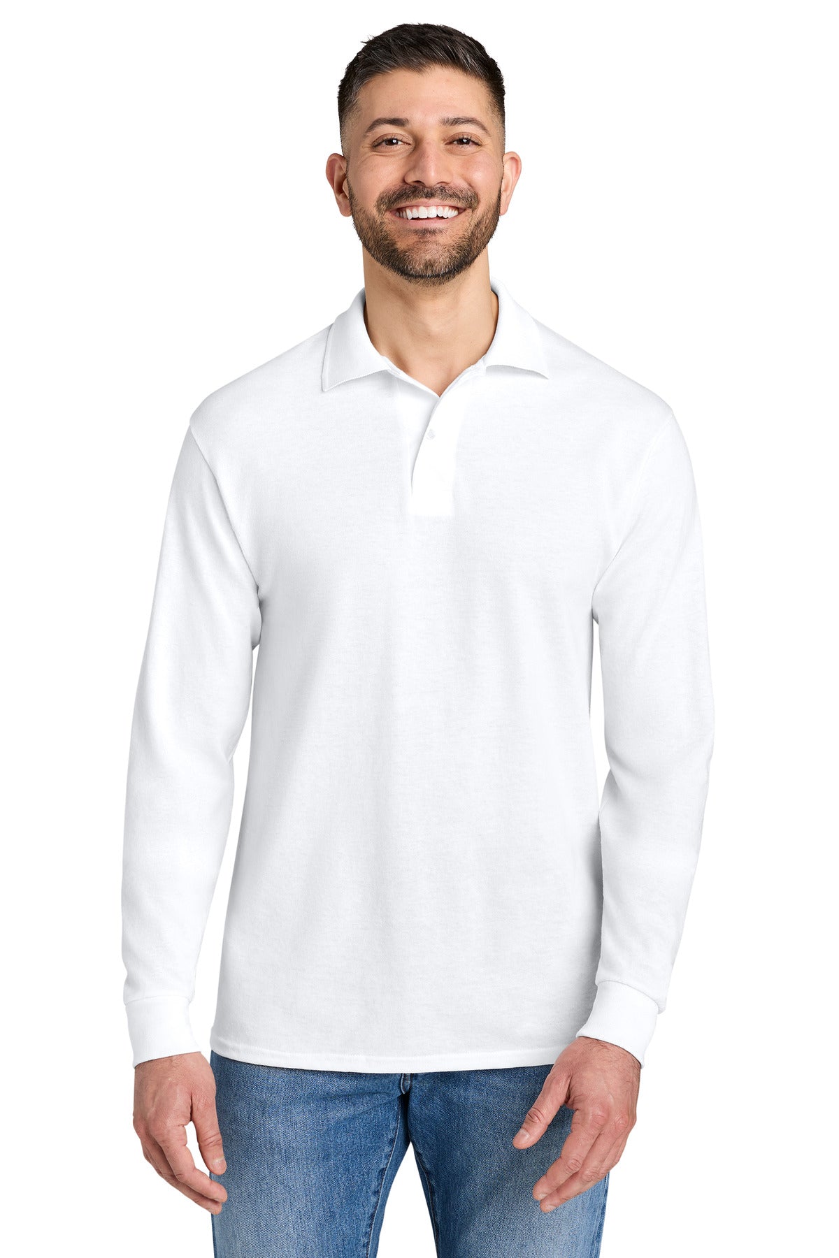 Jerzees Dri-Power Long Sleeve Sport Shirt 437LS in White
