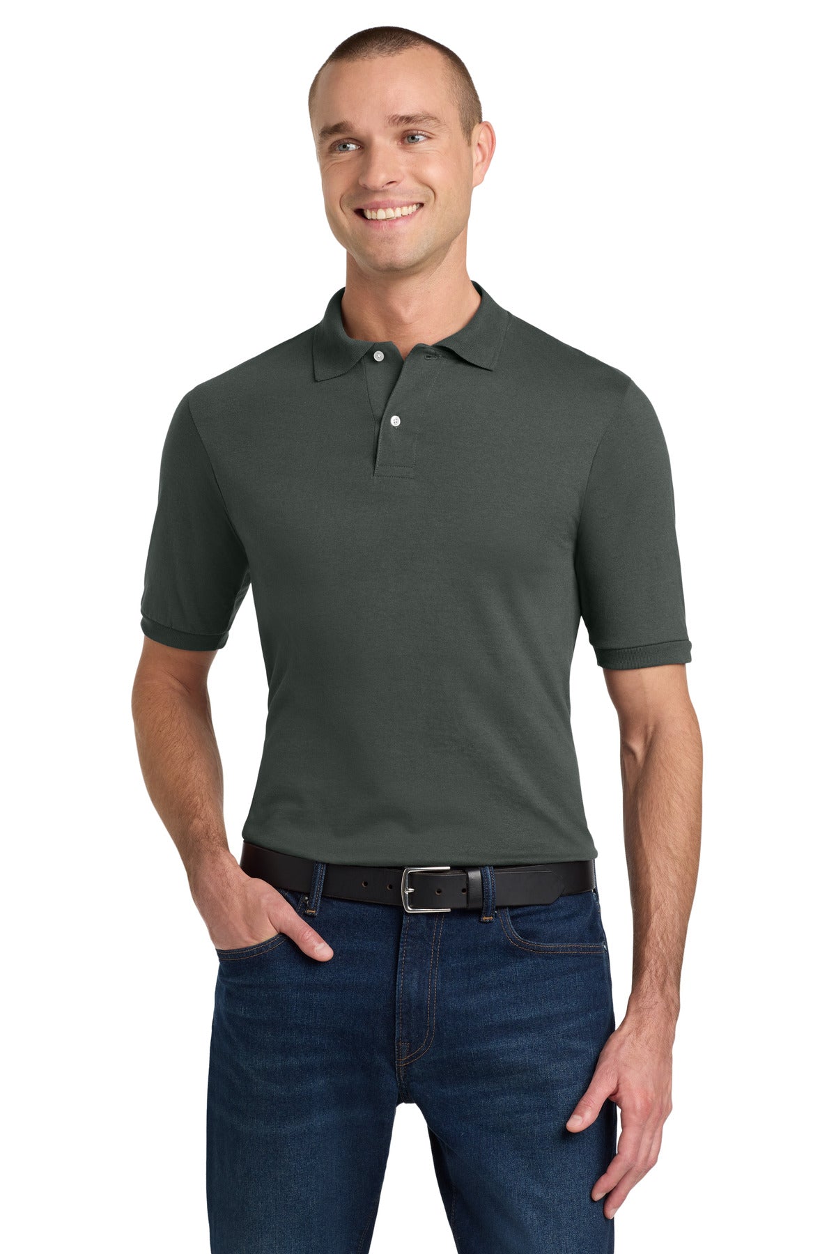 Jerzees Dri-Power Sport Shirt. 437M in Charcoal Grey