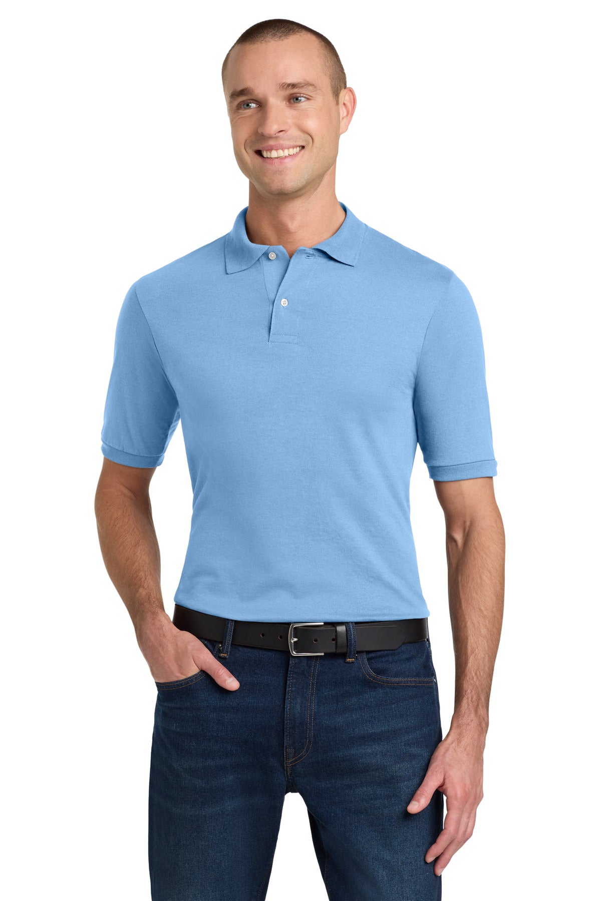 Jerzees Dri-Power Sport Shirt. 437M in Light Blue