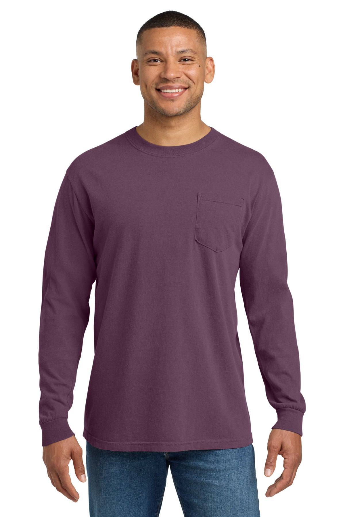 COMFORT COLORS  Heavyweight Ring Spun Long Sleeve Pocket Tee. 4410 in Berry