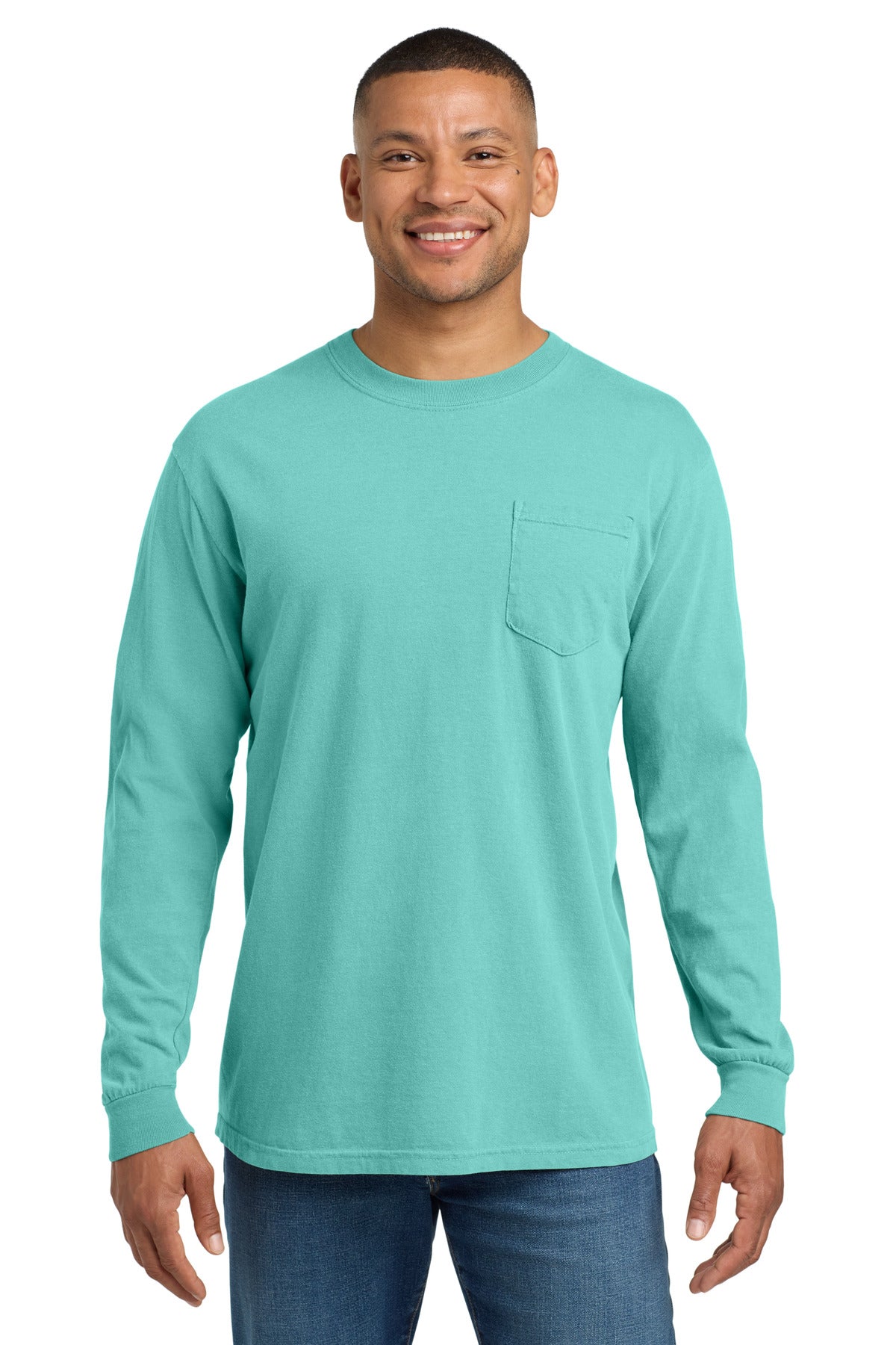 COMFORT COLORS  Heavyweight Ring Spun Long Sleeve Pocket Tee. 4410 in Chalky Mint