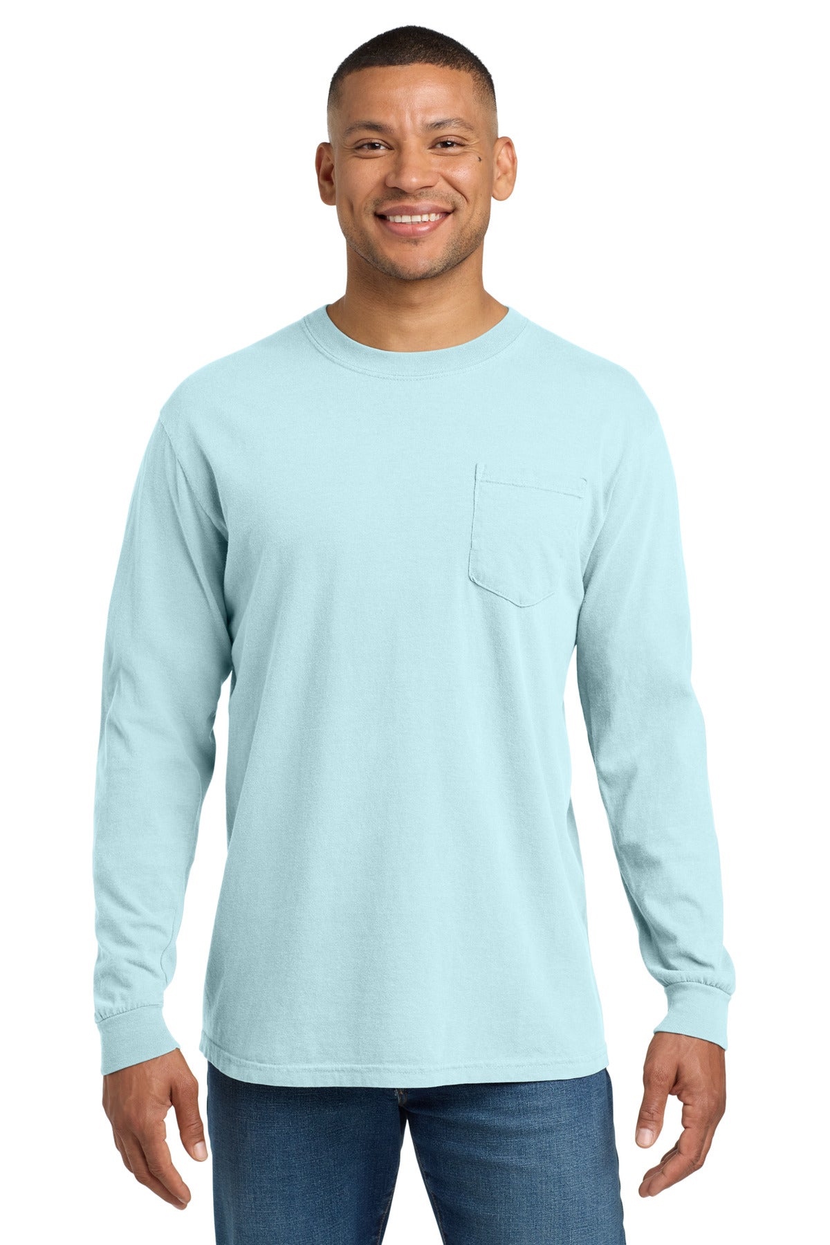 COMFORT COLORS  Heavyweight Ring Spun Long Sleeve Pocket Tee. 4410 in Chambray