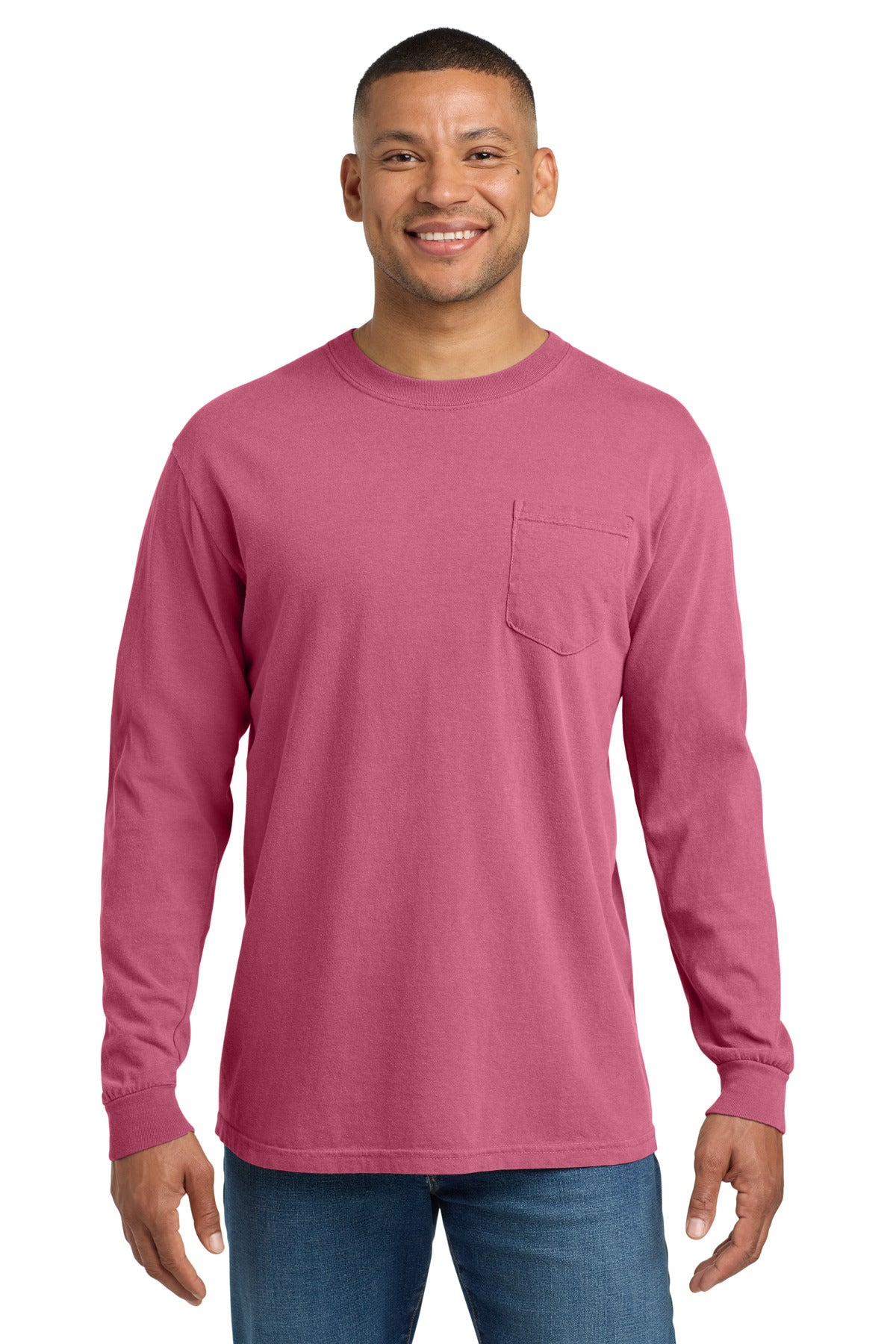 COMFORT COLORS  Heavyweight Ring Spun Long Sleeve Pocket Tee. 4410 in Crunchberry