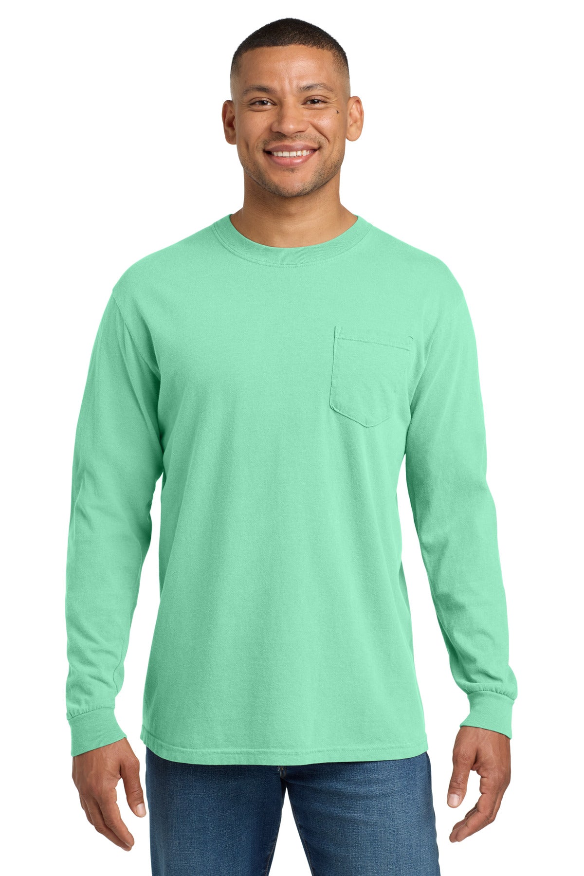 COMFORT COLORS  Heavyweight Ring Spun Long Sleeve Pocket Tee. 4410 in Island Reef