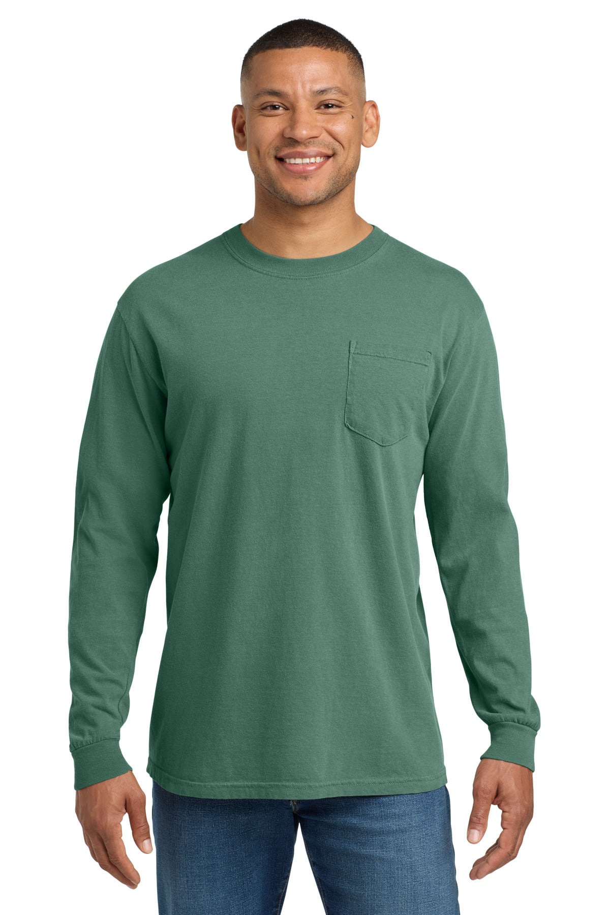 COMFORT COLORS  Heavyweight Ring Spun Long Sleeve Pocket Tee. 4410 in Light Green