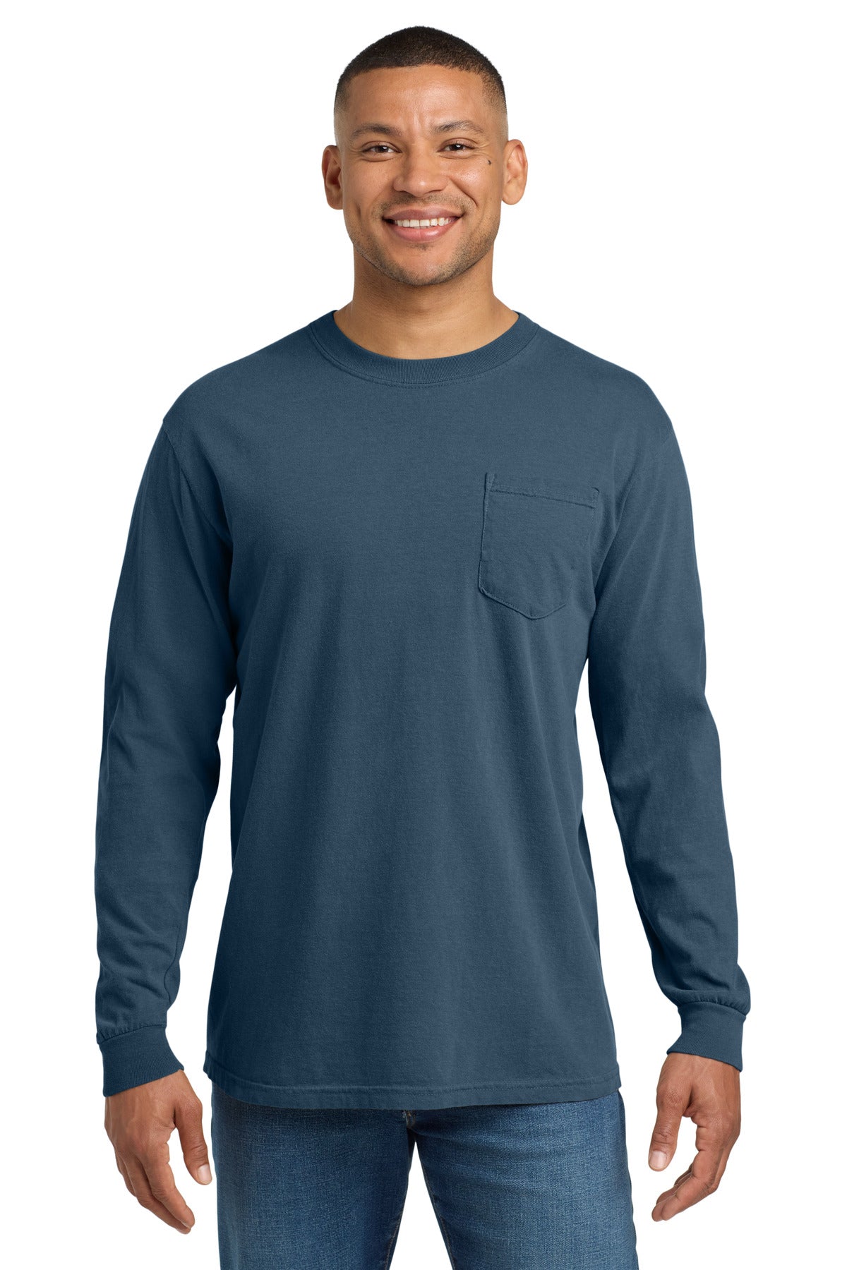 COMFORT COLORS  Heavyweight Ring Spun Long Sleeve Pocket Tee. 4410 in Midnight