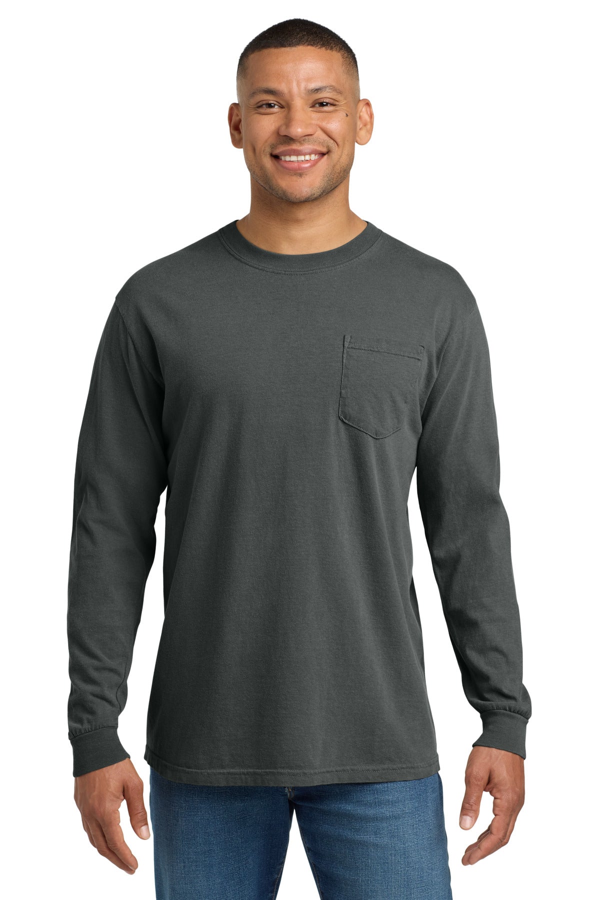 COMFORT COLORS  Heavyweight Ring Spun Long Sleeve Pocket Tee. 4410 in Pepper