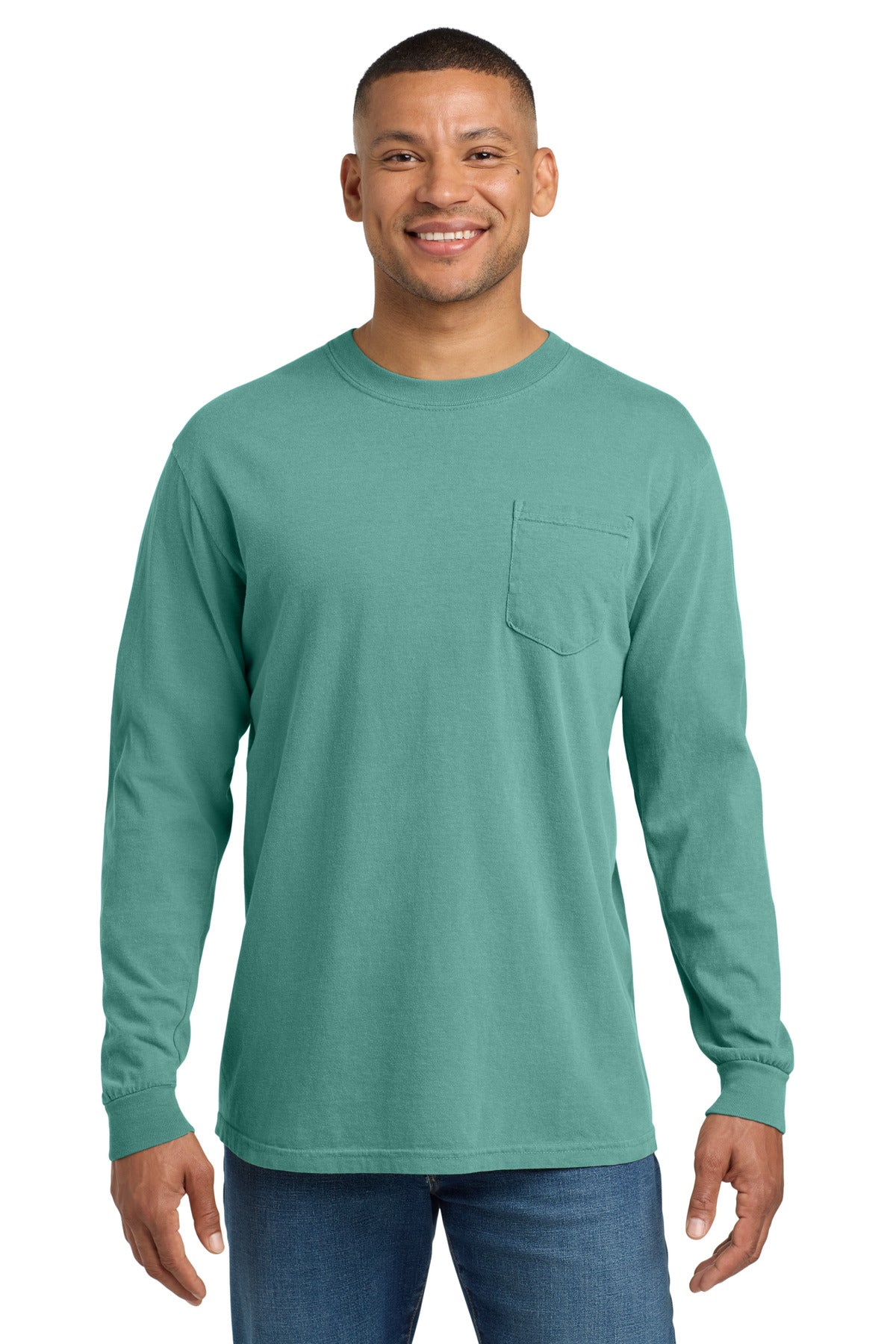 COMFORT COLORS  Heavyweight Ring Spun Long Sleeve Pocket Tee. 4410 in Seafoam