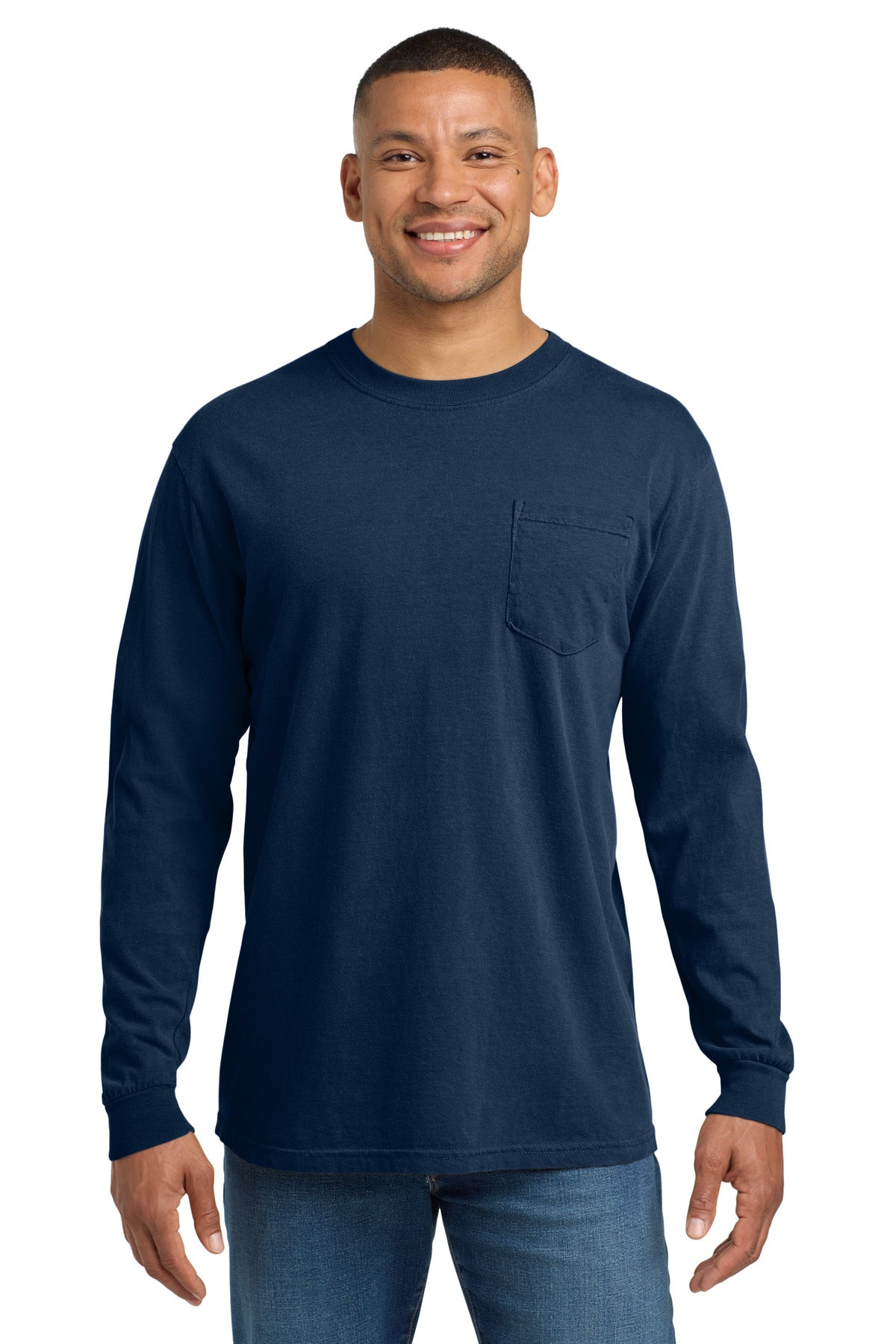 COMFORT COLORS  Heavyweight Ring Spun Long Sleeve Pocket Tee. 4410 in True Navy