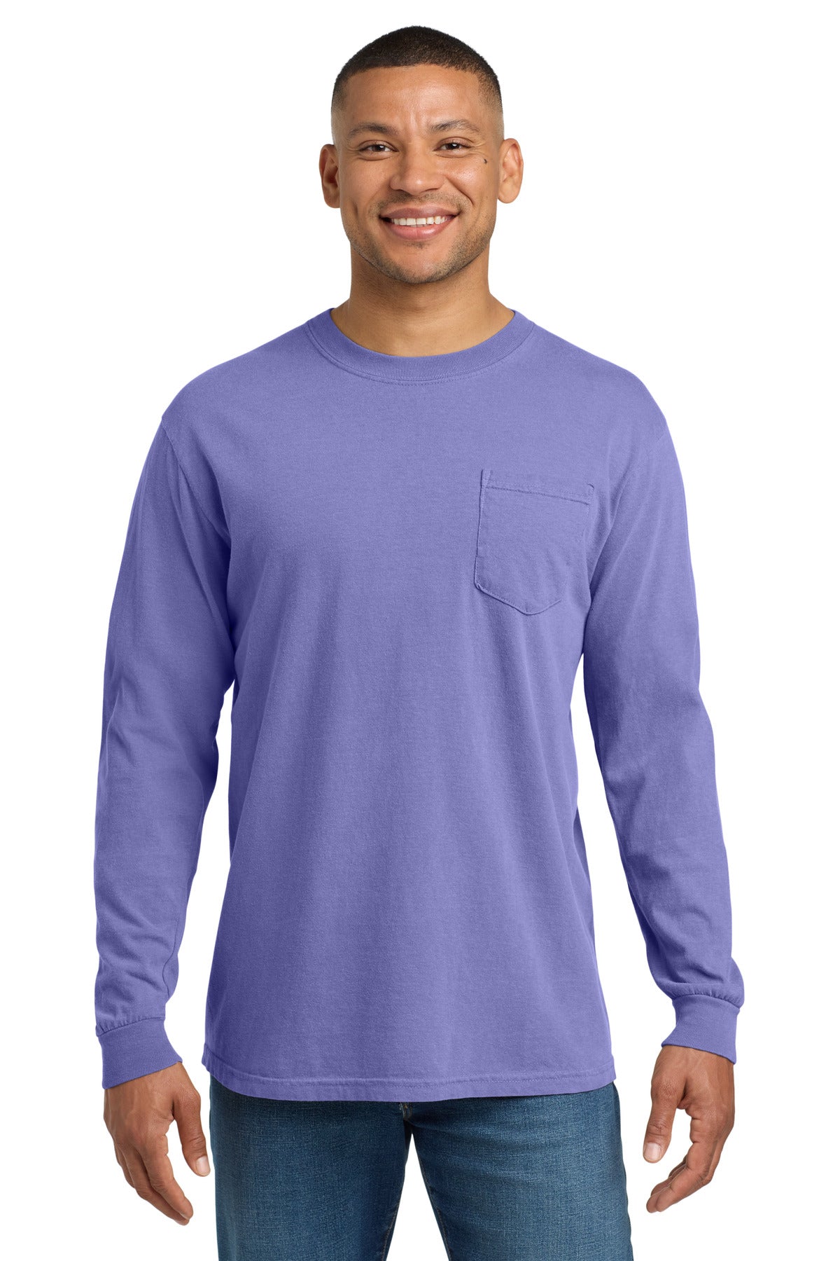 COMFORT COLORS  Heavyweight Ring Spun Long Sleeve Pocket Tee. 4410 in Violet