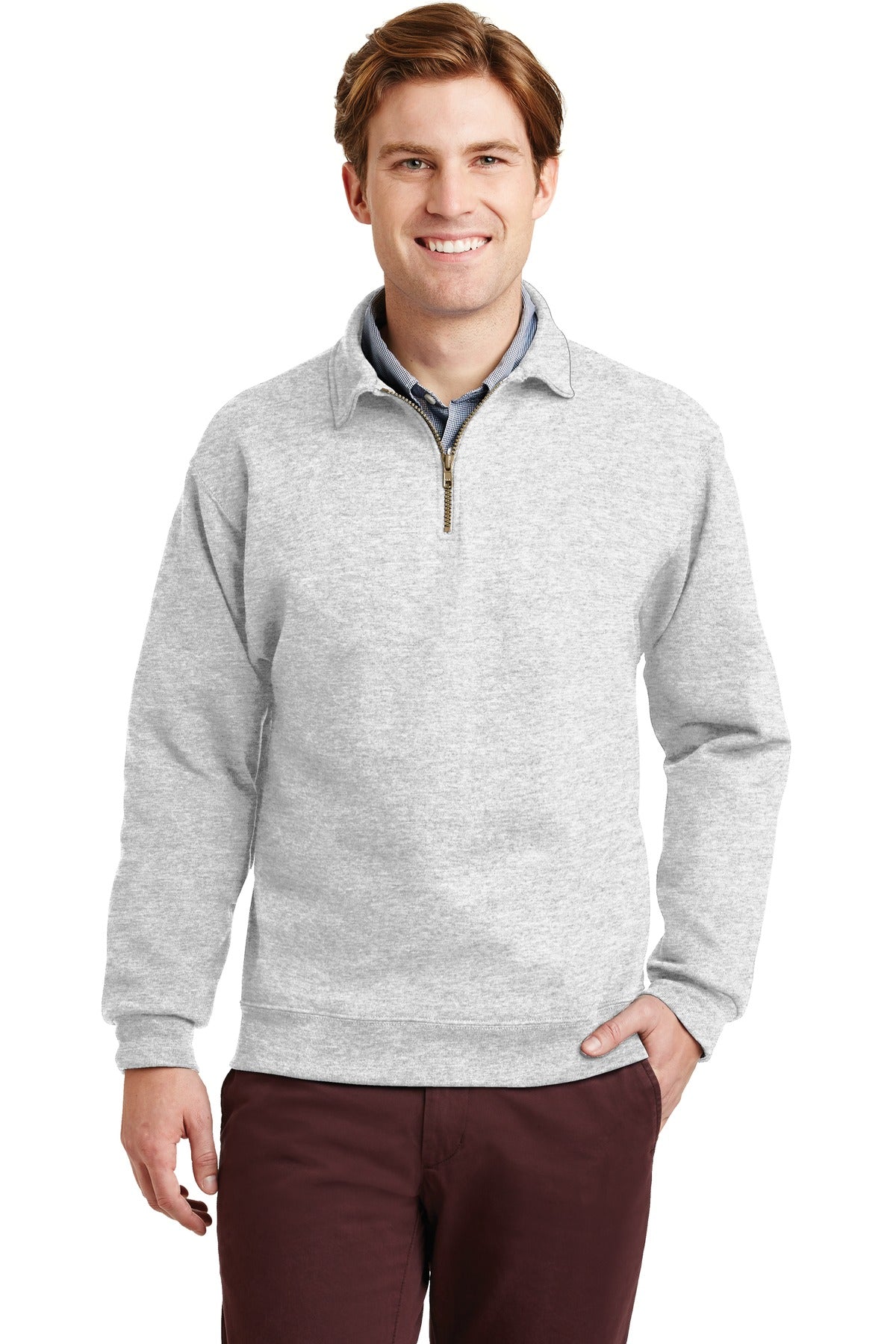 Jerzees Super Sweats NuBlend - 1/4-Zip Sweatshirt with Cadet Collar.  4528M in Ash