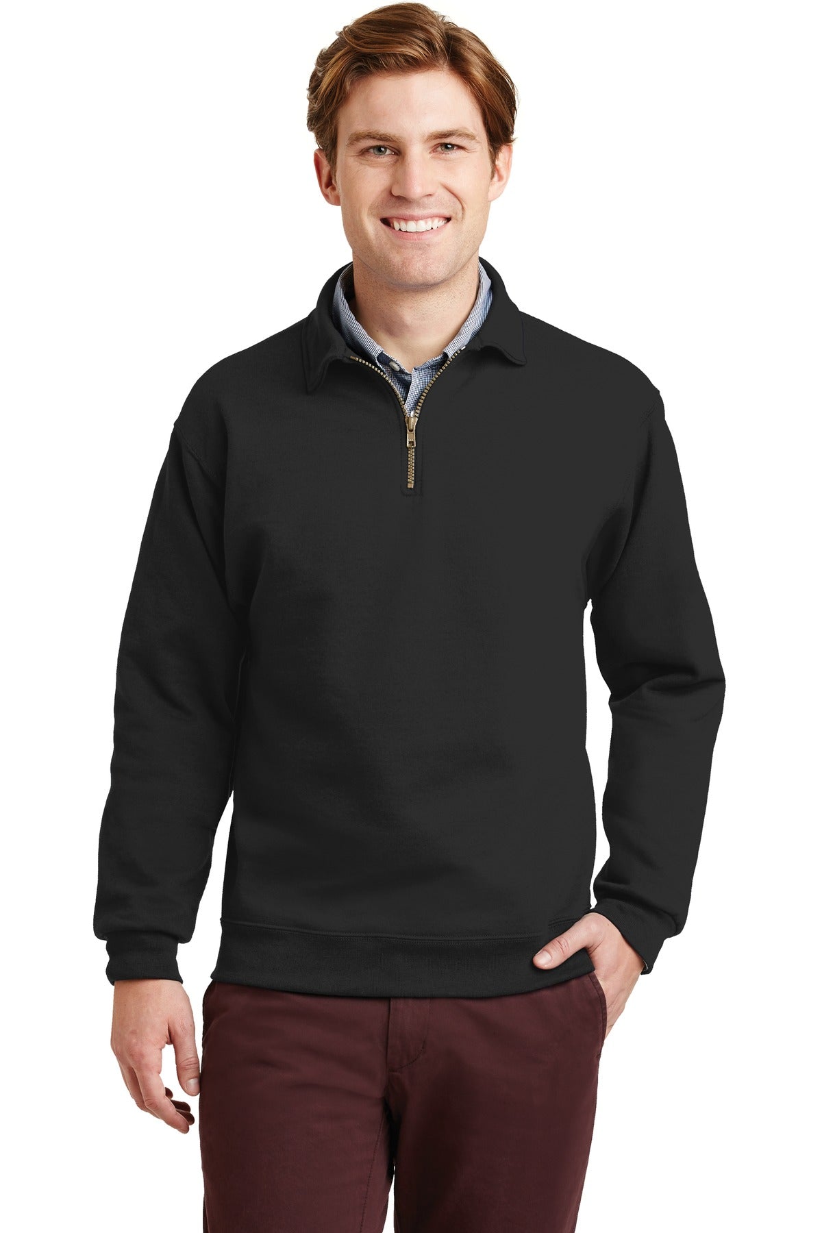 Jerzees Super Sweats NuBlend - 1/4-Zip Sweatshirt with Cadet Collar.  4528M in Black
