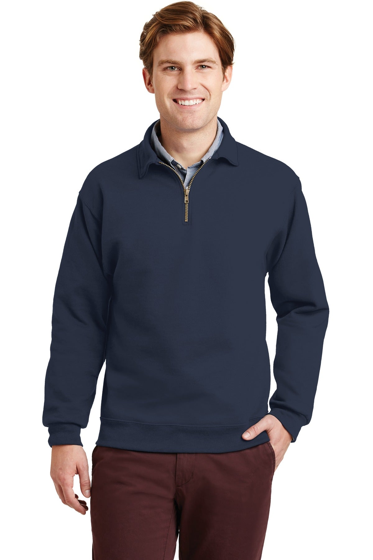 Jerzees Super Sweats NuBlend - 1/4-Zip Sweatshirt with Cadet Collar.  4528M in J. Navy